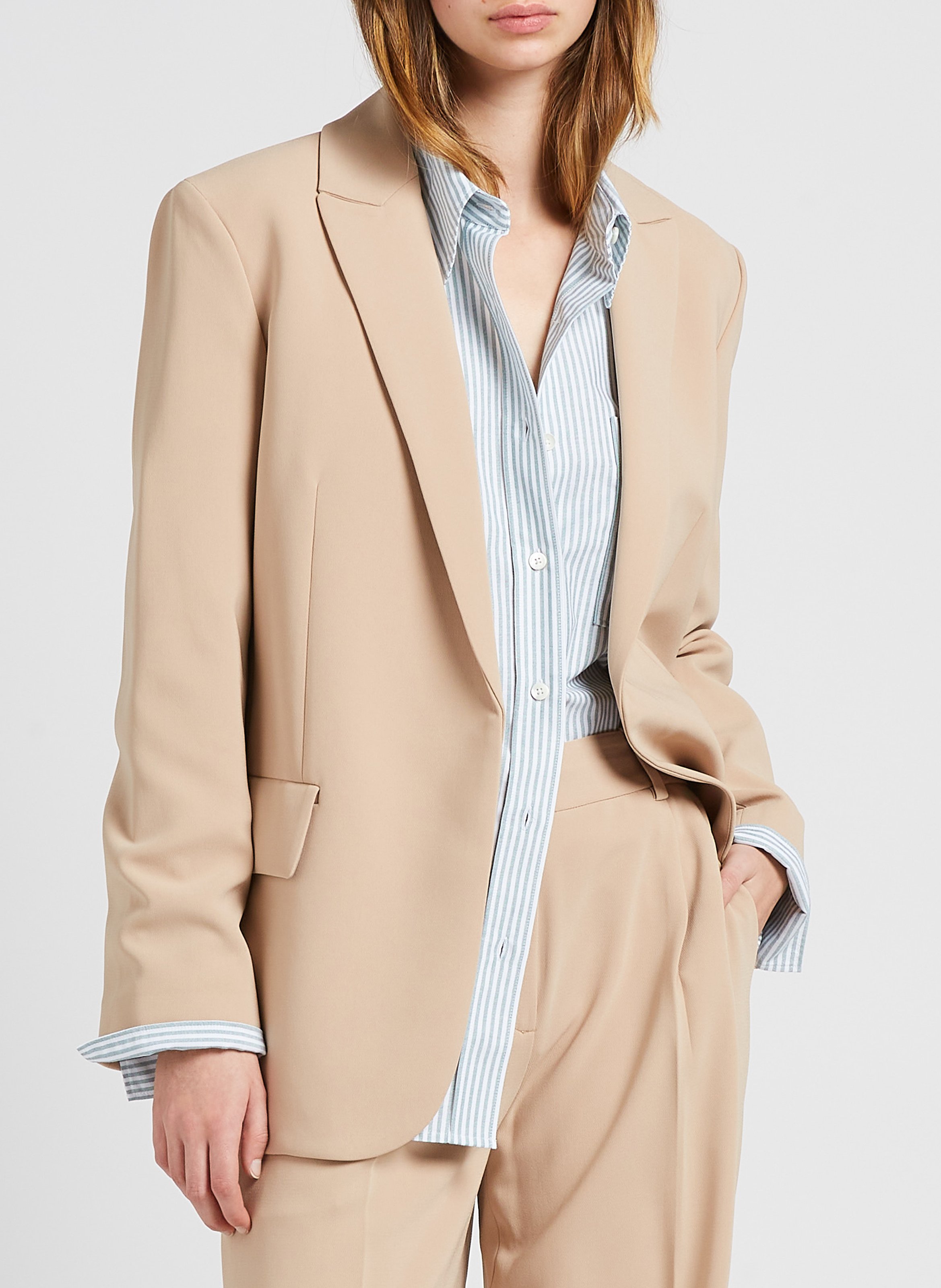 Veste tailleur ouverte en crêpe  THEORY Beige