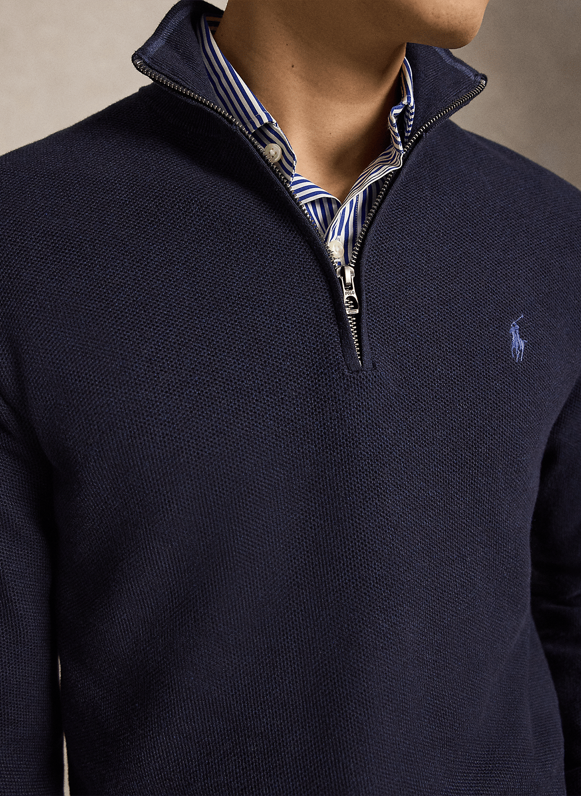 High-neck straight-cut cotton sweater POLO RALPH LAUREN Blue