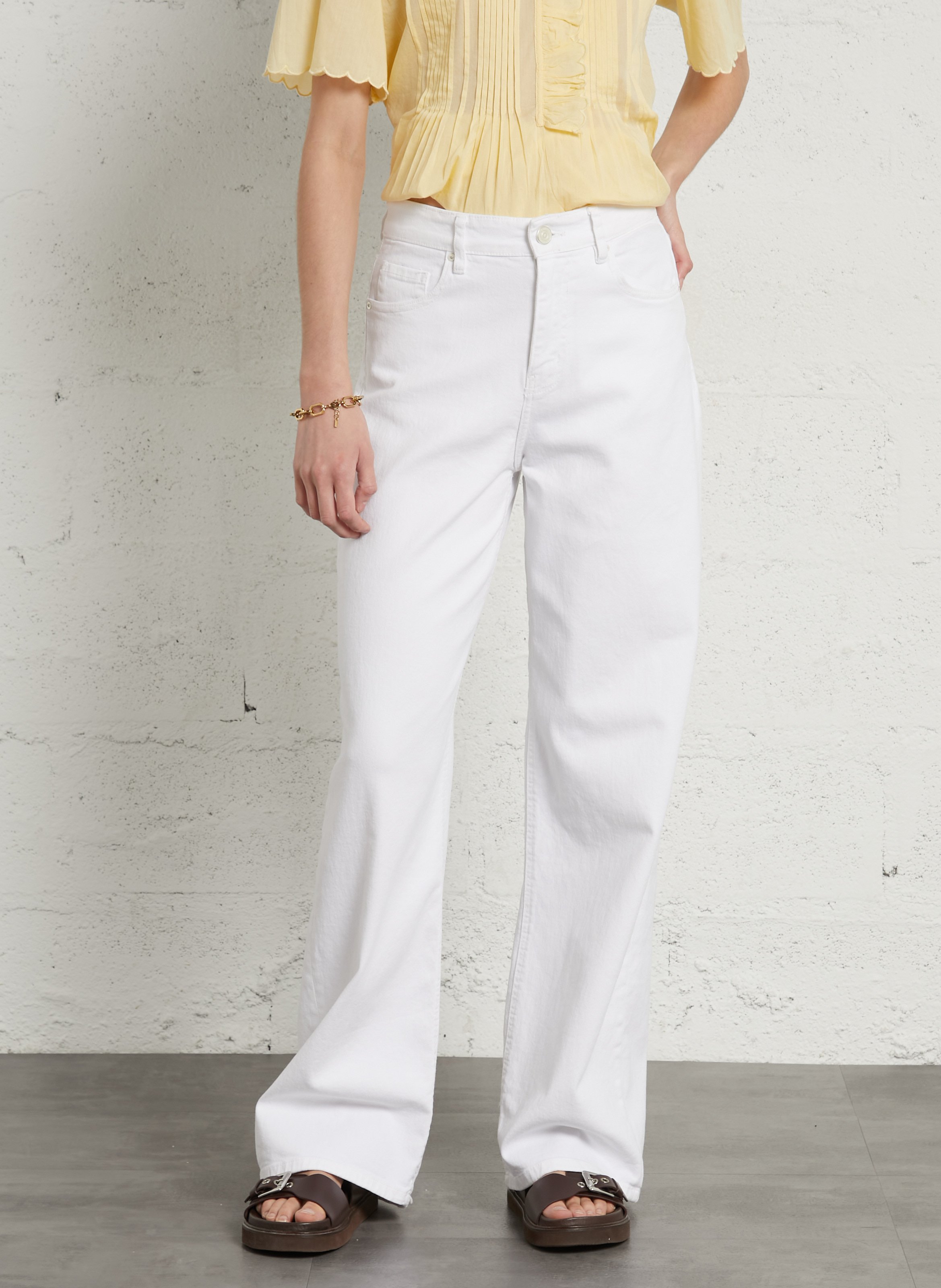 Cotton-blend wide-leg jeans SUD EXPRESS White