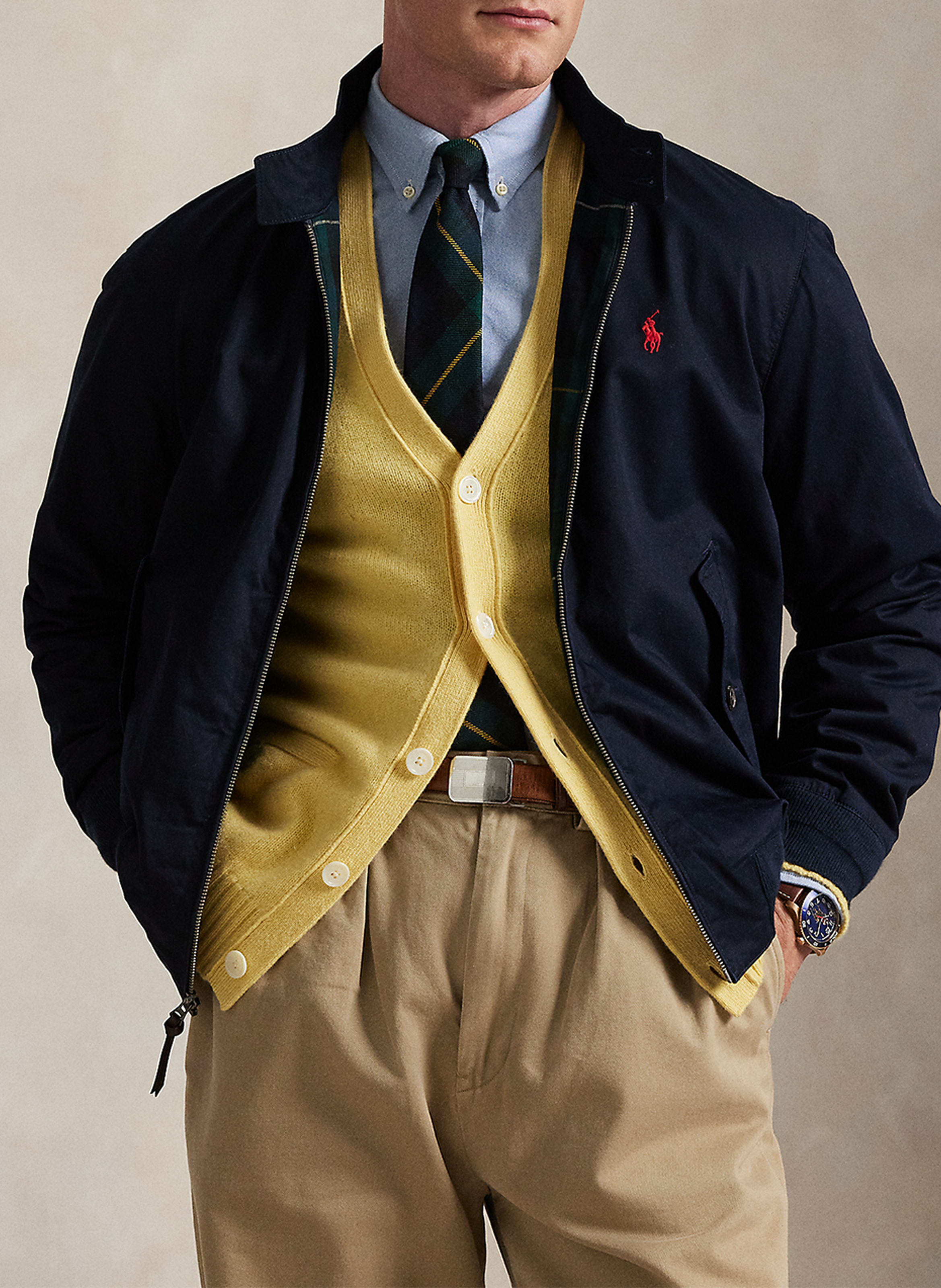 Veste droite col montant en coton POLO RALPH LAUREN Bleu