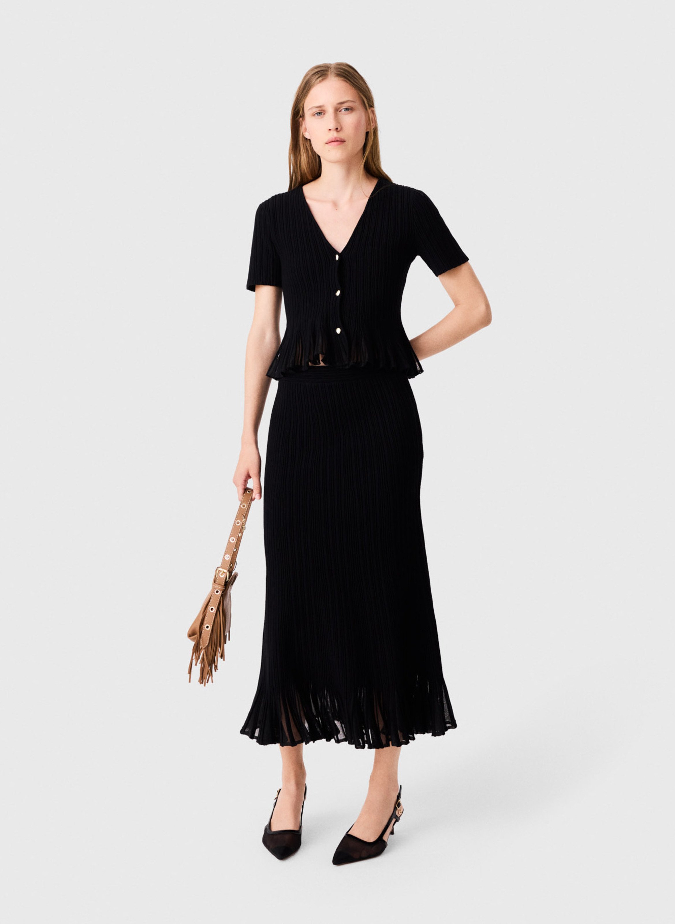 Long flared skirt MAJE Black