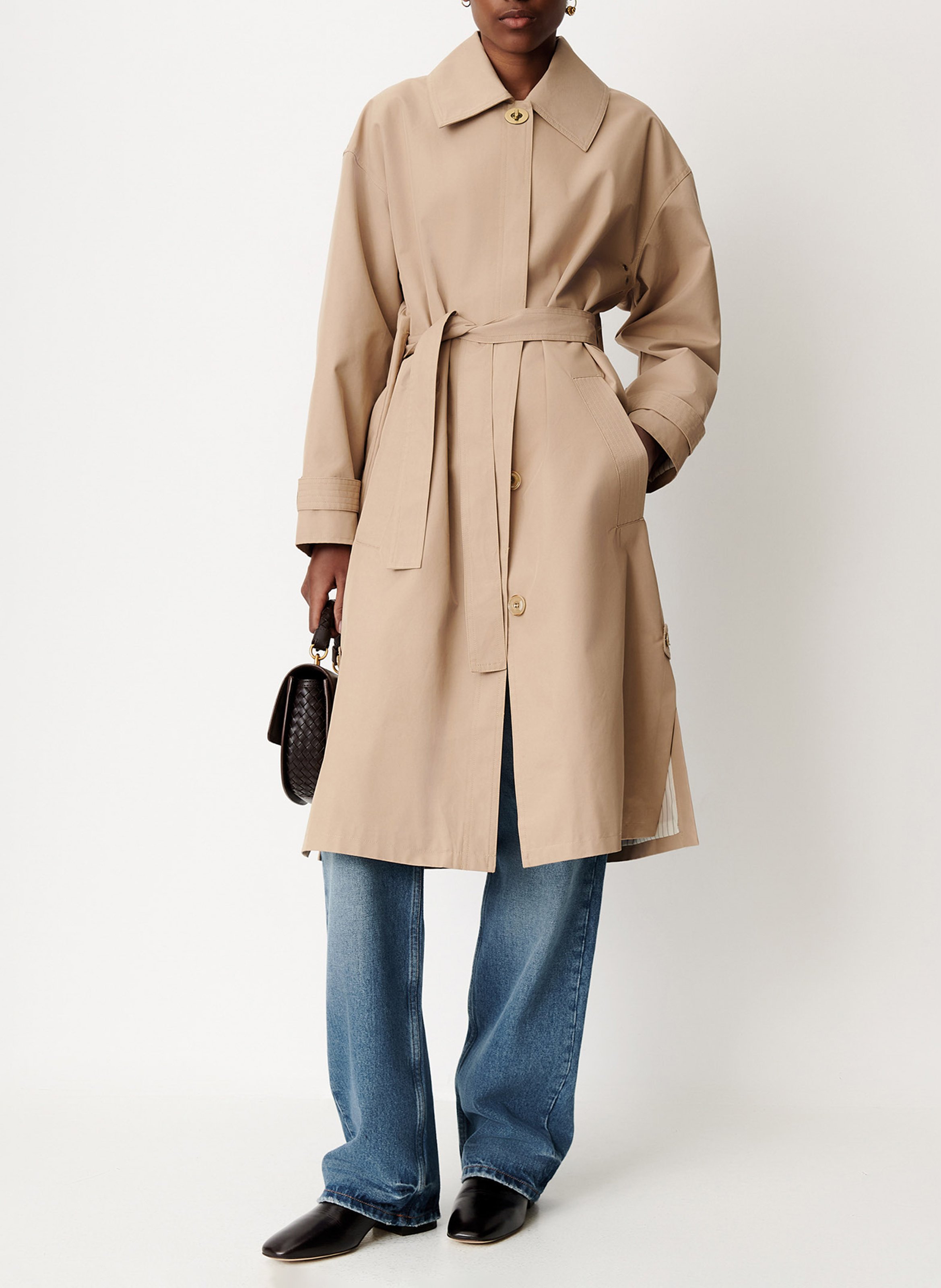 Langer Trenchcoat aus Baumwoll-Mix SESSUN Beige