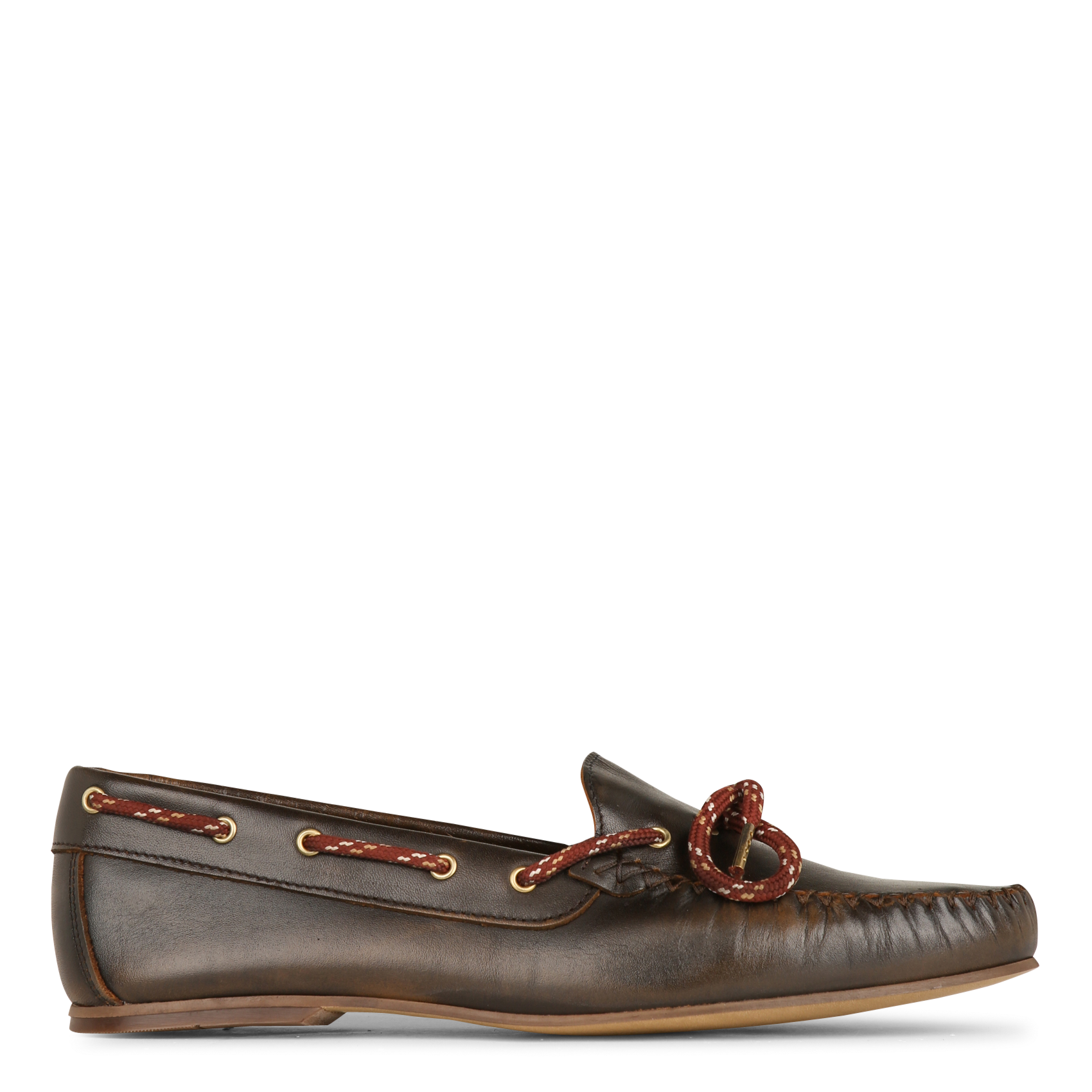 Mocassins plats en cuir MAISON 123 Marron