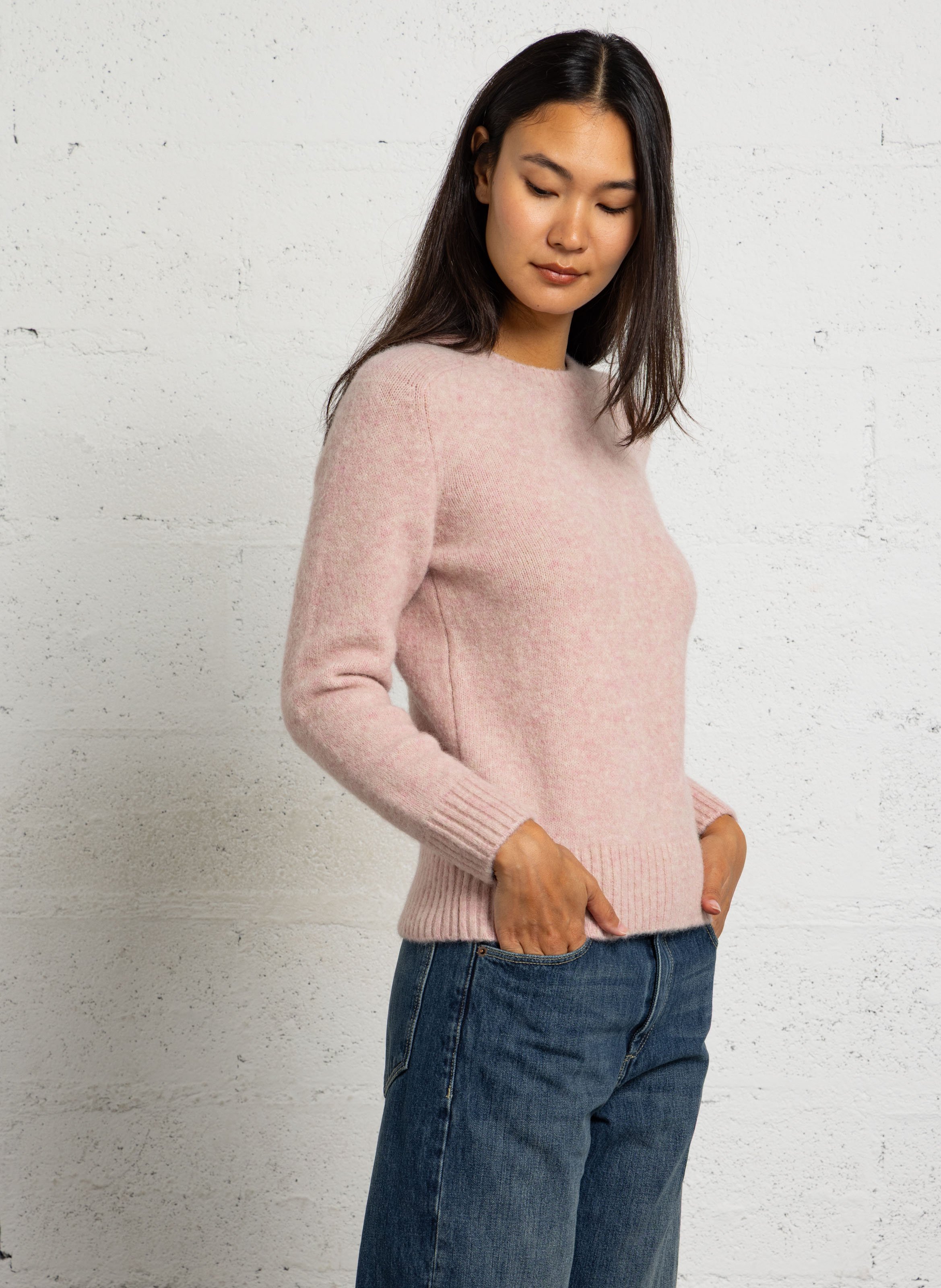 Oversize round-neck knit sweater SOEUR Pink