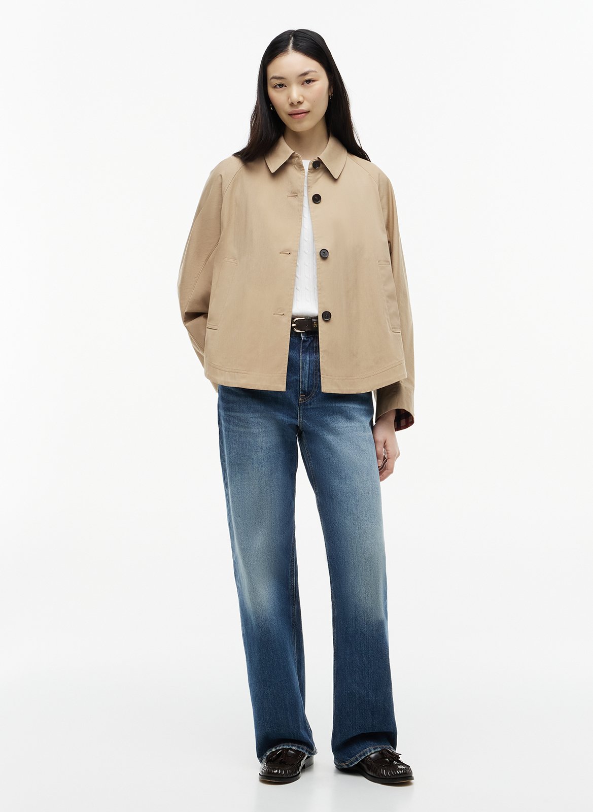 Oversize Trenchcoat mit klassischem Kragen aus Baumwollmischung. TOMMY HILFIGER Beige