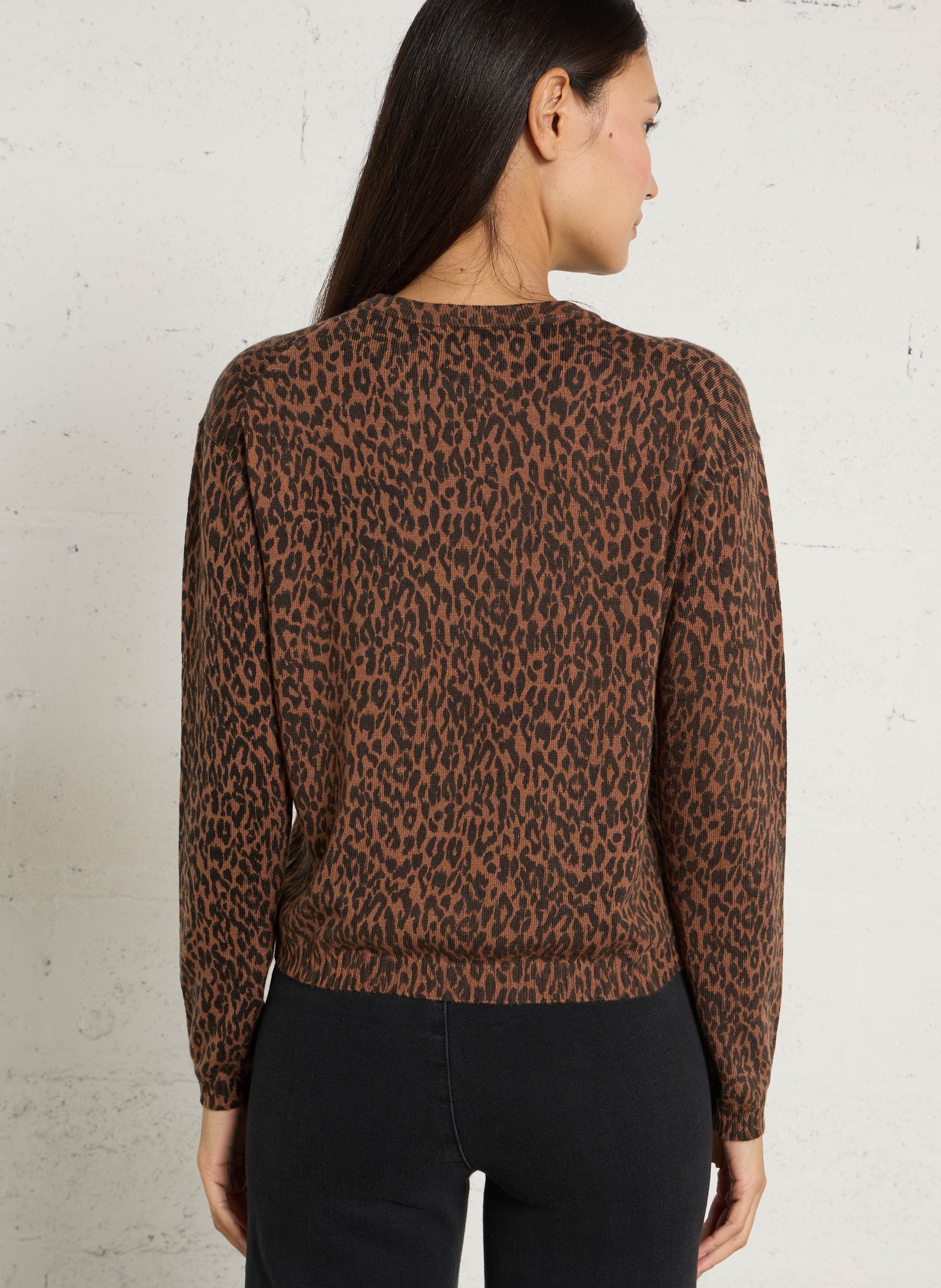 Straight printed wool blend sweater LEON & HARPER Brown