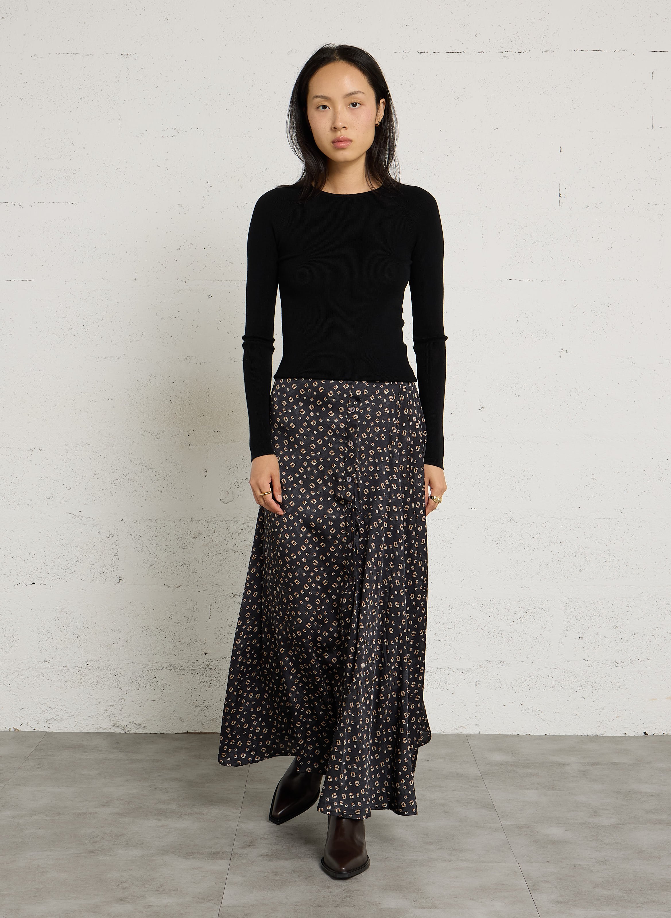 Lange, rechte rok met print MAISON HOTEL Bruin