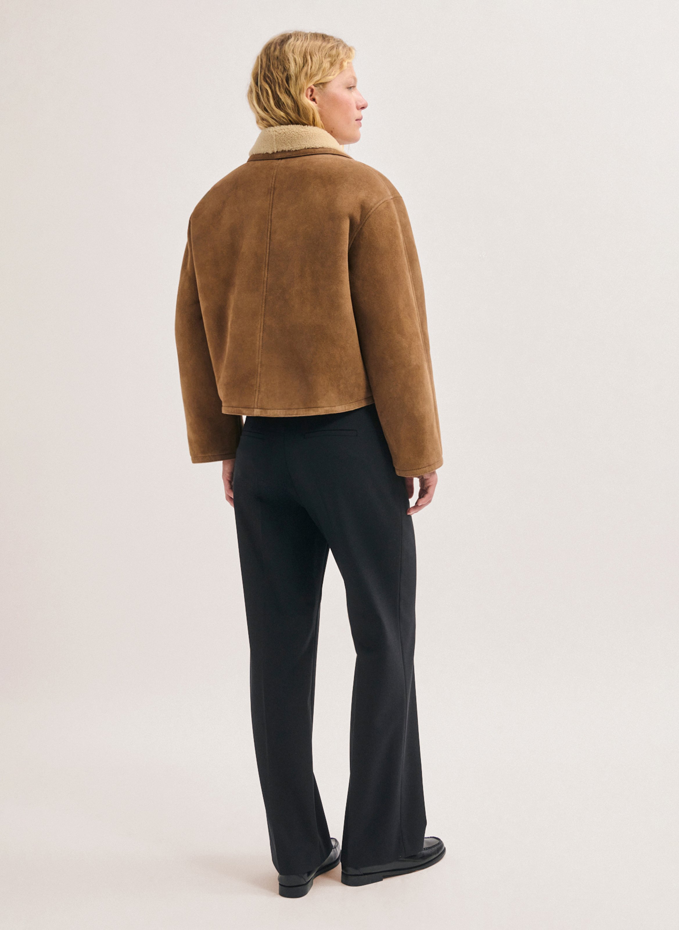 Manteau ample boutonné en cuir PABLO Marron