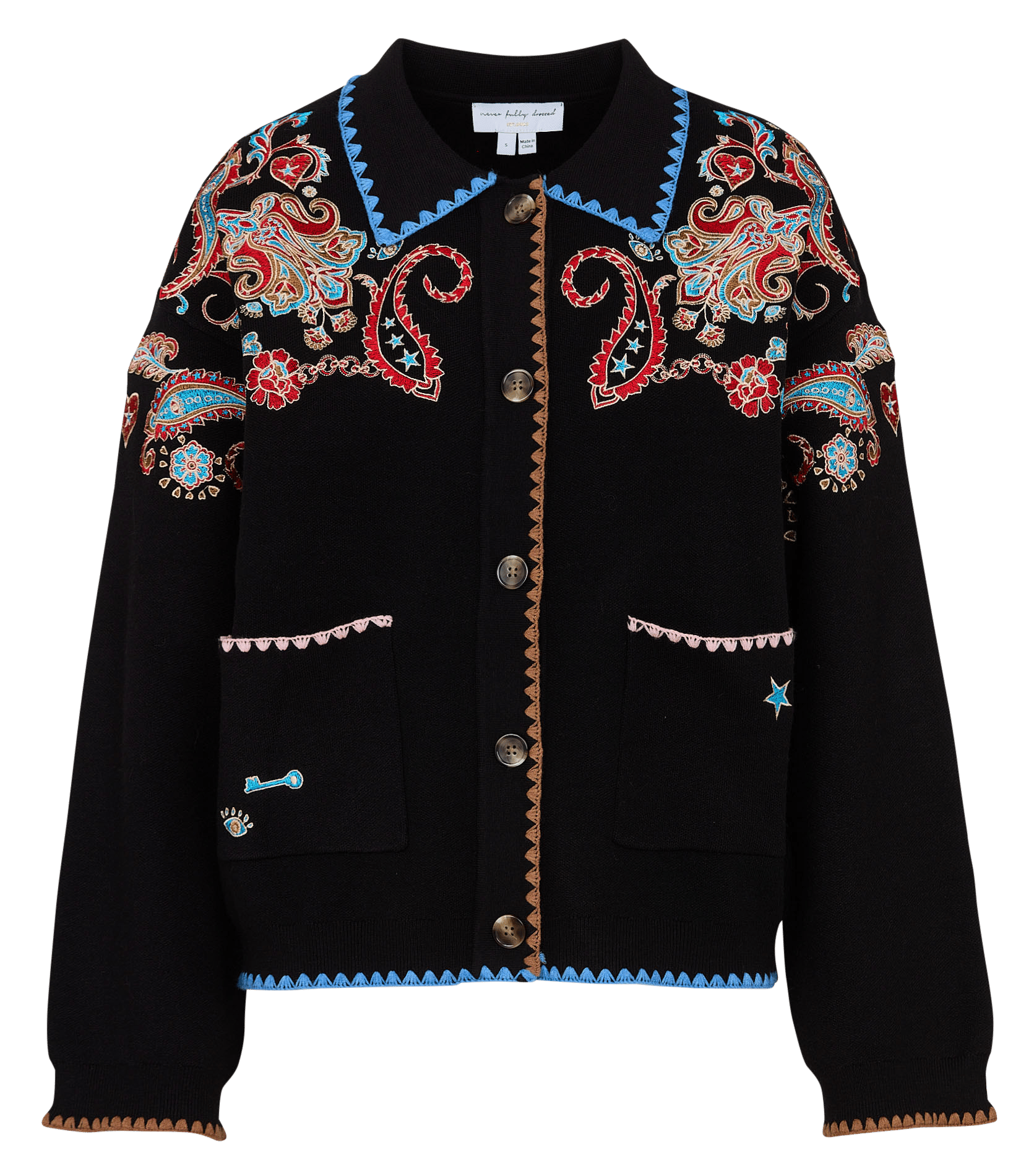 Cardigan droit brodé NEVER FULLY DRESSED Noir