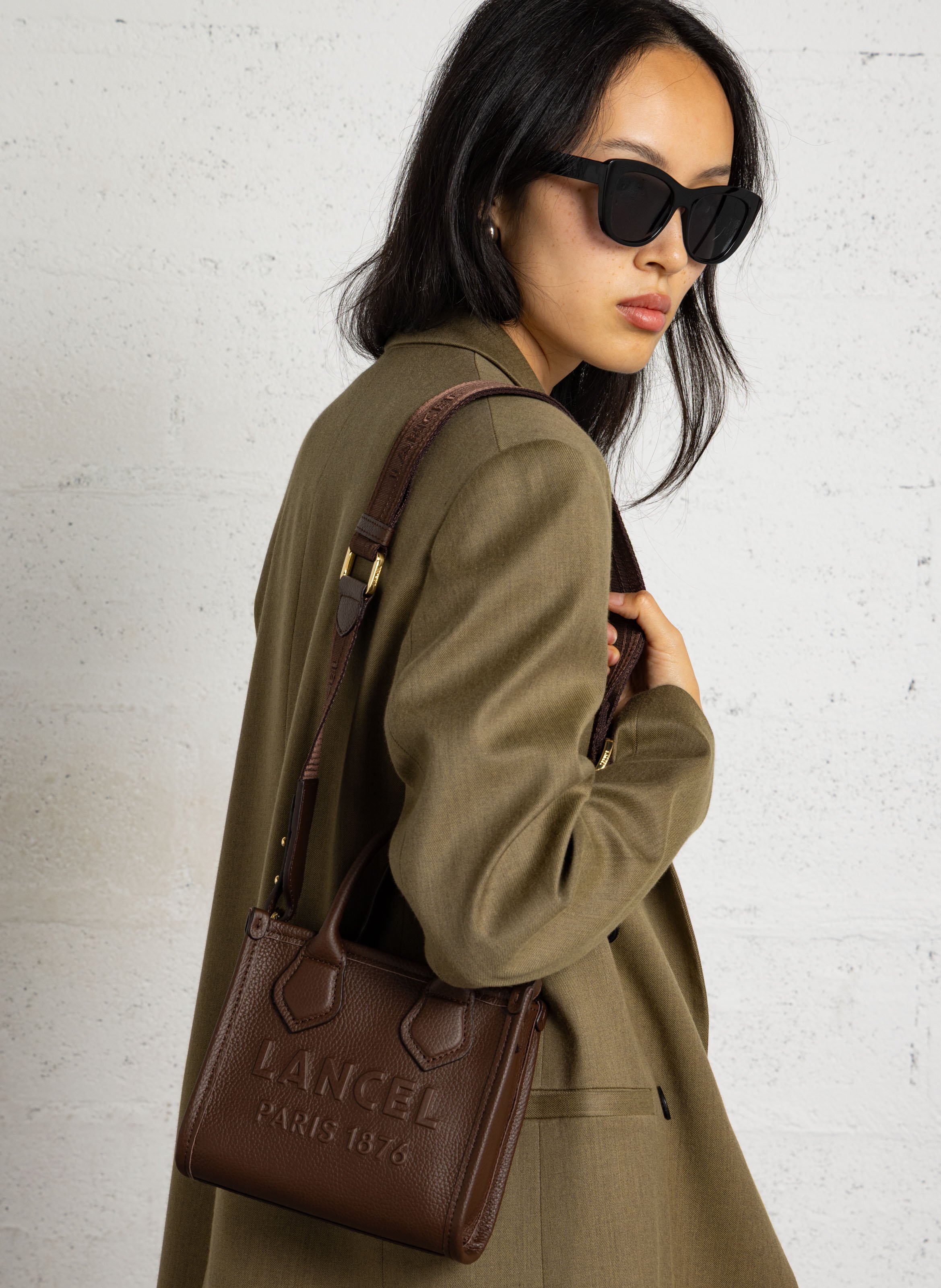 Leren clutch LANCEL Bruin