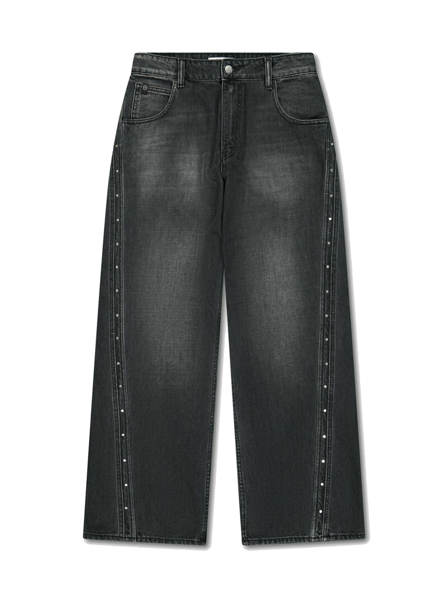 High-waisted loose-fit zip jeans LE TEMPS DES CERISES Black