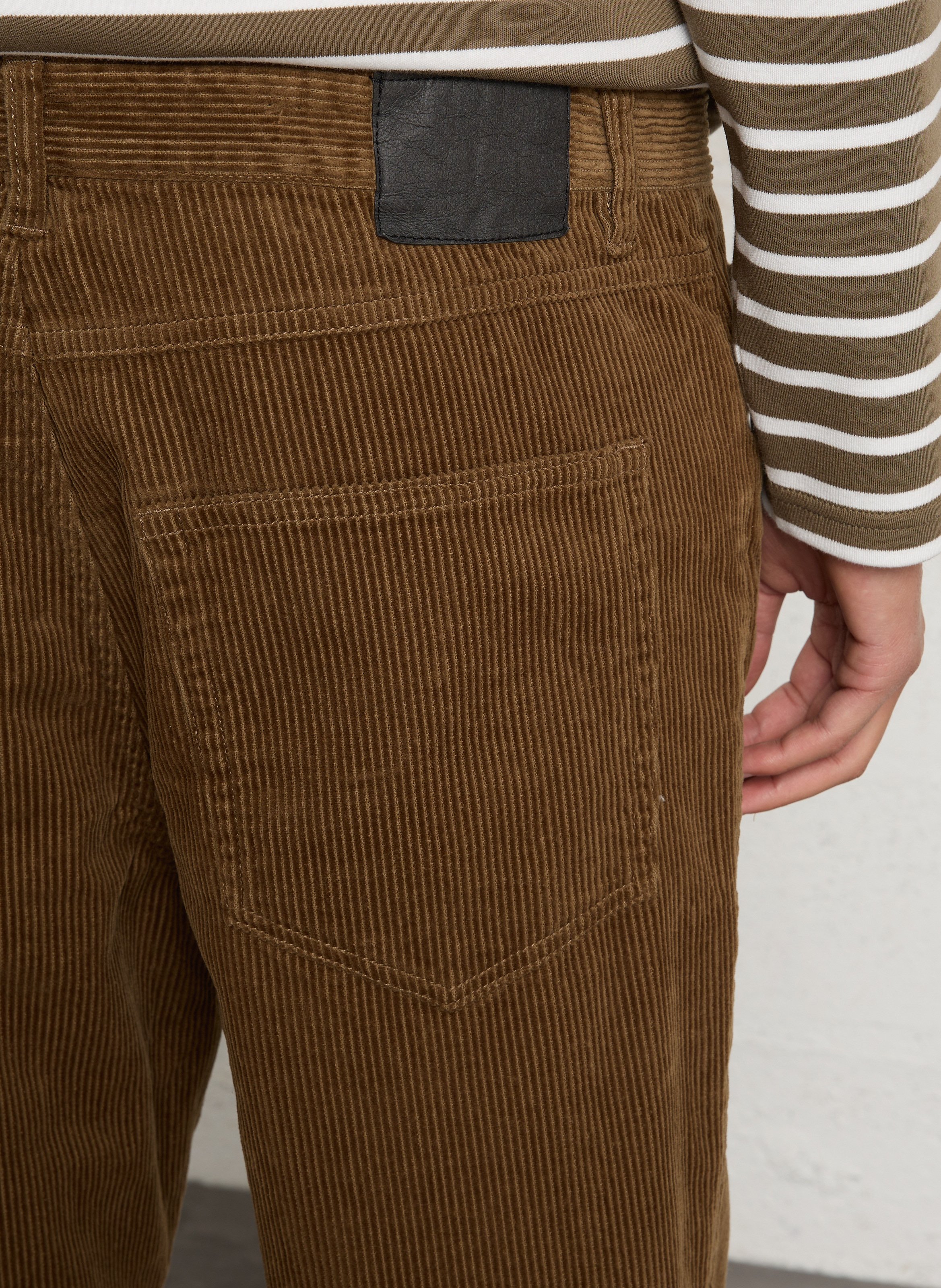 Jean droit velours côtelé en coton MINIMUM Marron