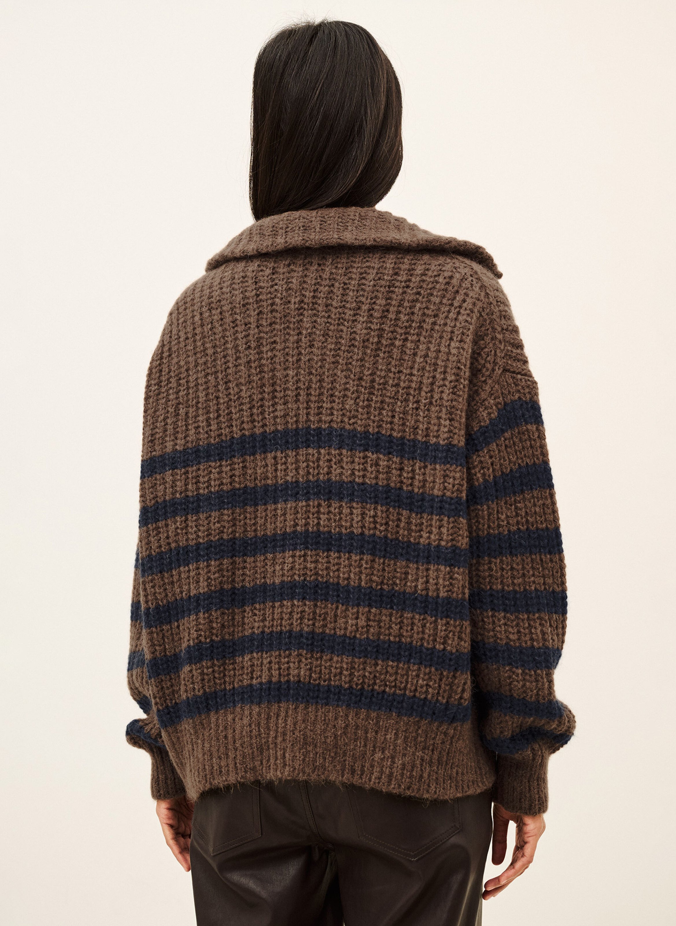 Pullover mit Zip-Kragen aus Woll-Mix BA&SH Mehrfarbig