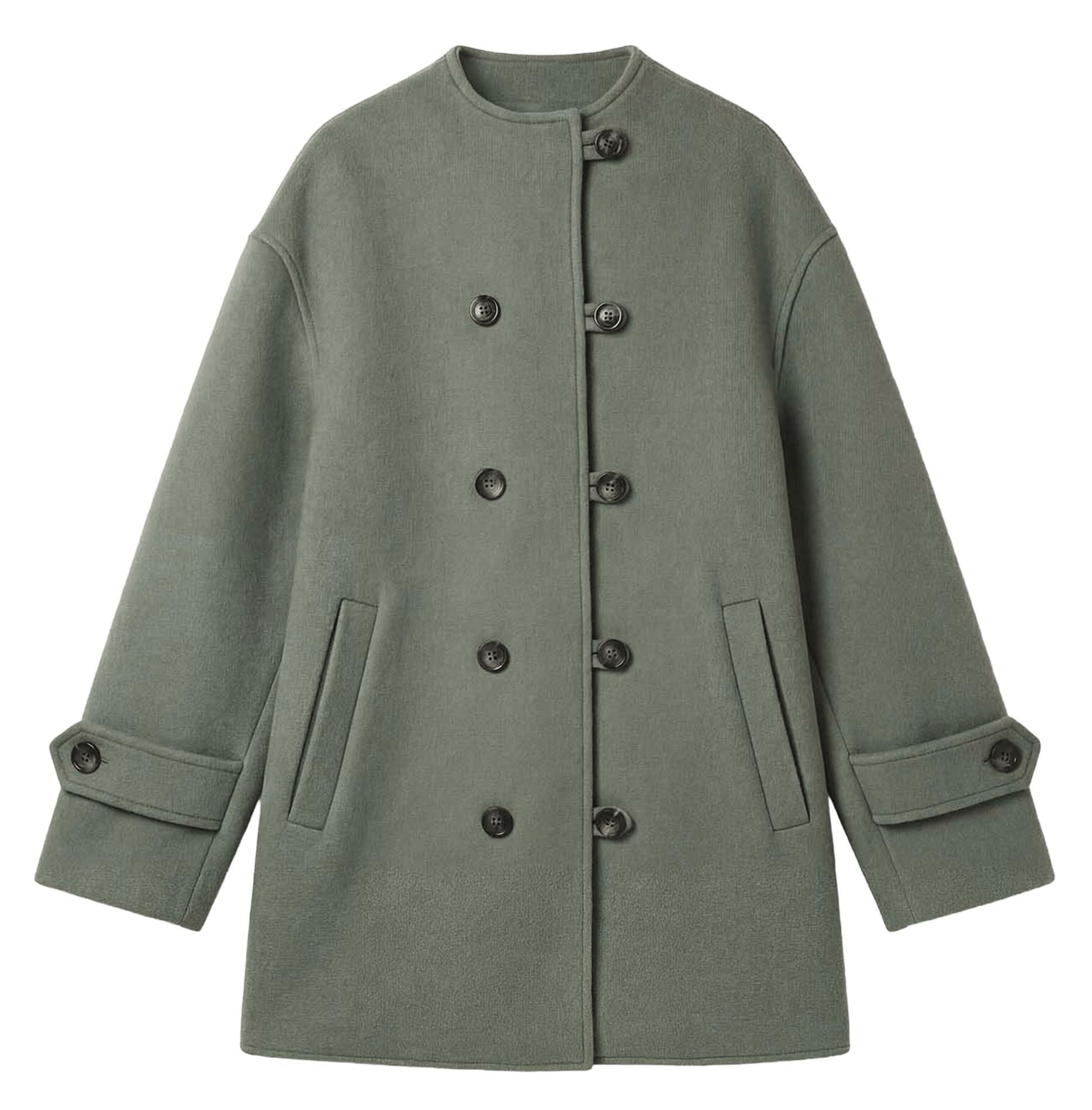 Manteau droit boutonné en laine mélangée TARA JARMON Vert