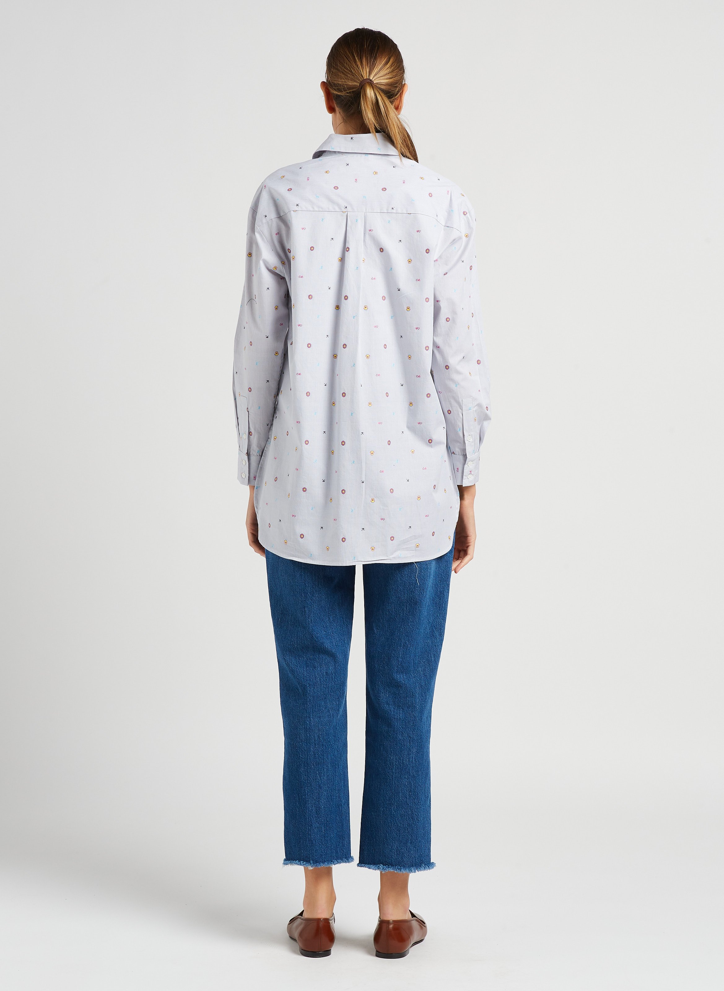 Embroidered cotton shirt with classic collar MAX&Co. Grey