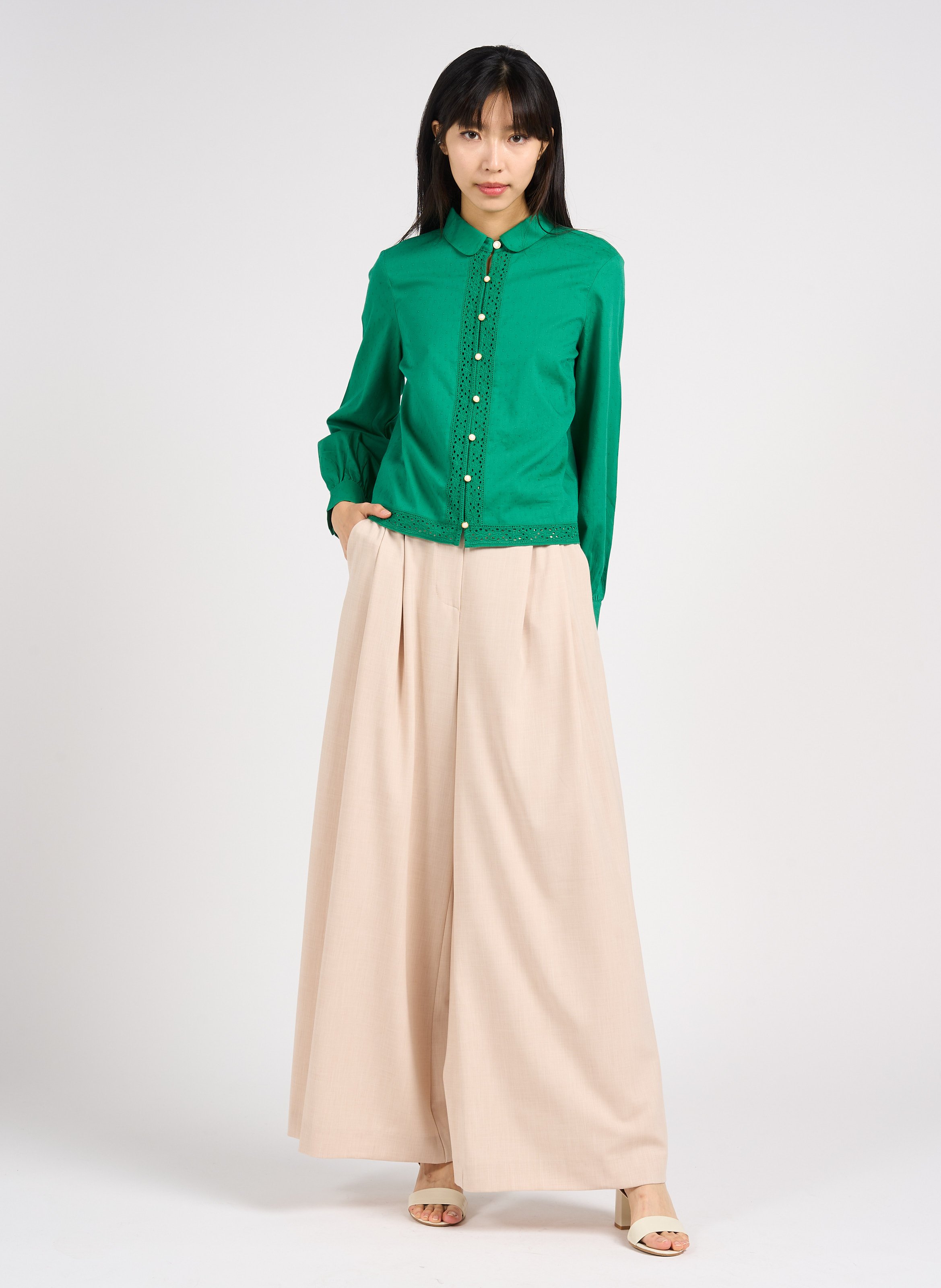 Pantalon palazzo ceinturé IMPERIAL Beige