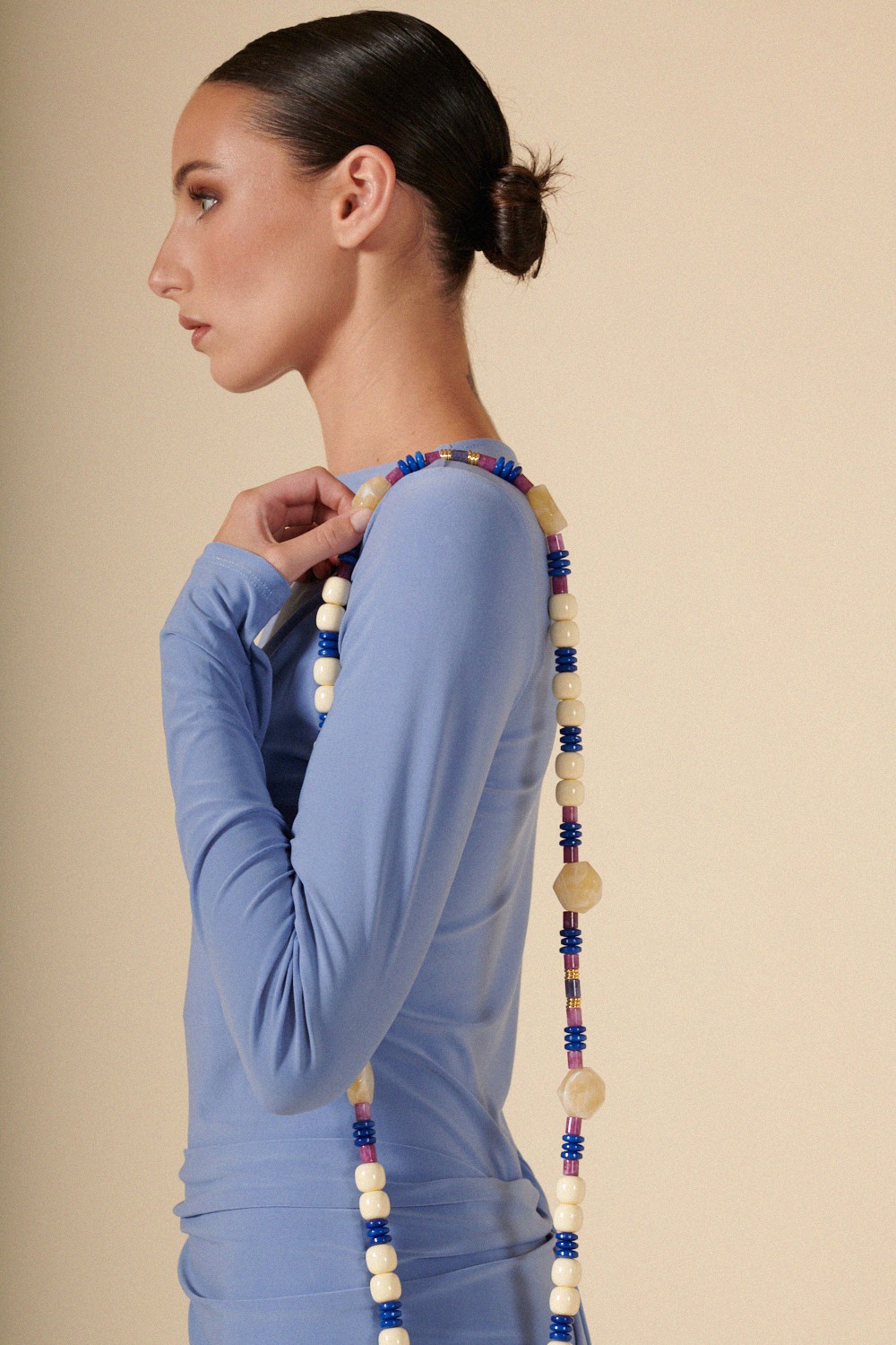 Beaded phone chain LA COQUE FRANCAISE Blue