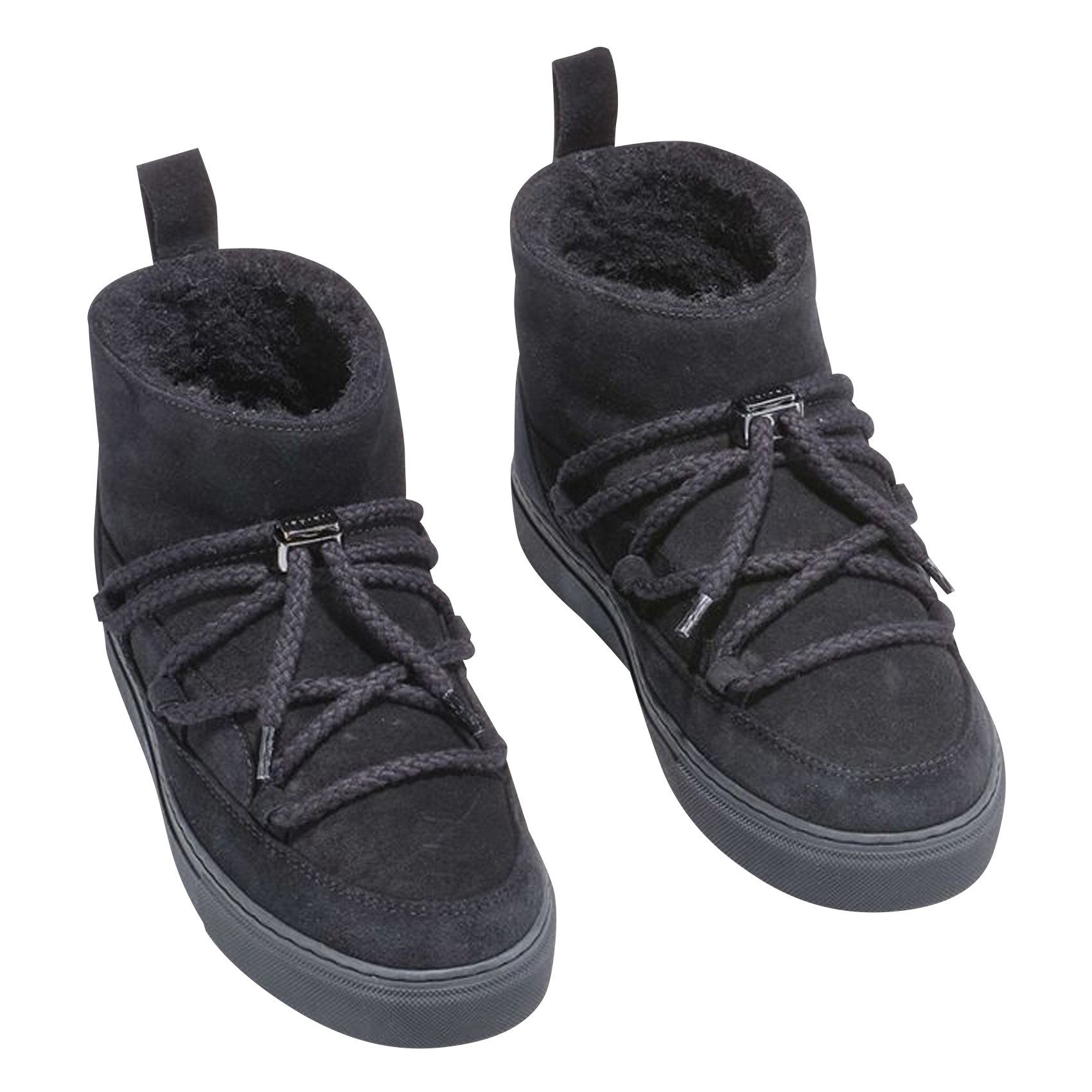 Gefütterte Stiefeletten aus Veloursleder INUIKII Schwarz