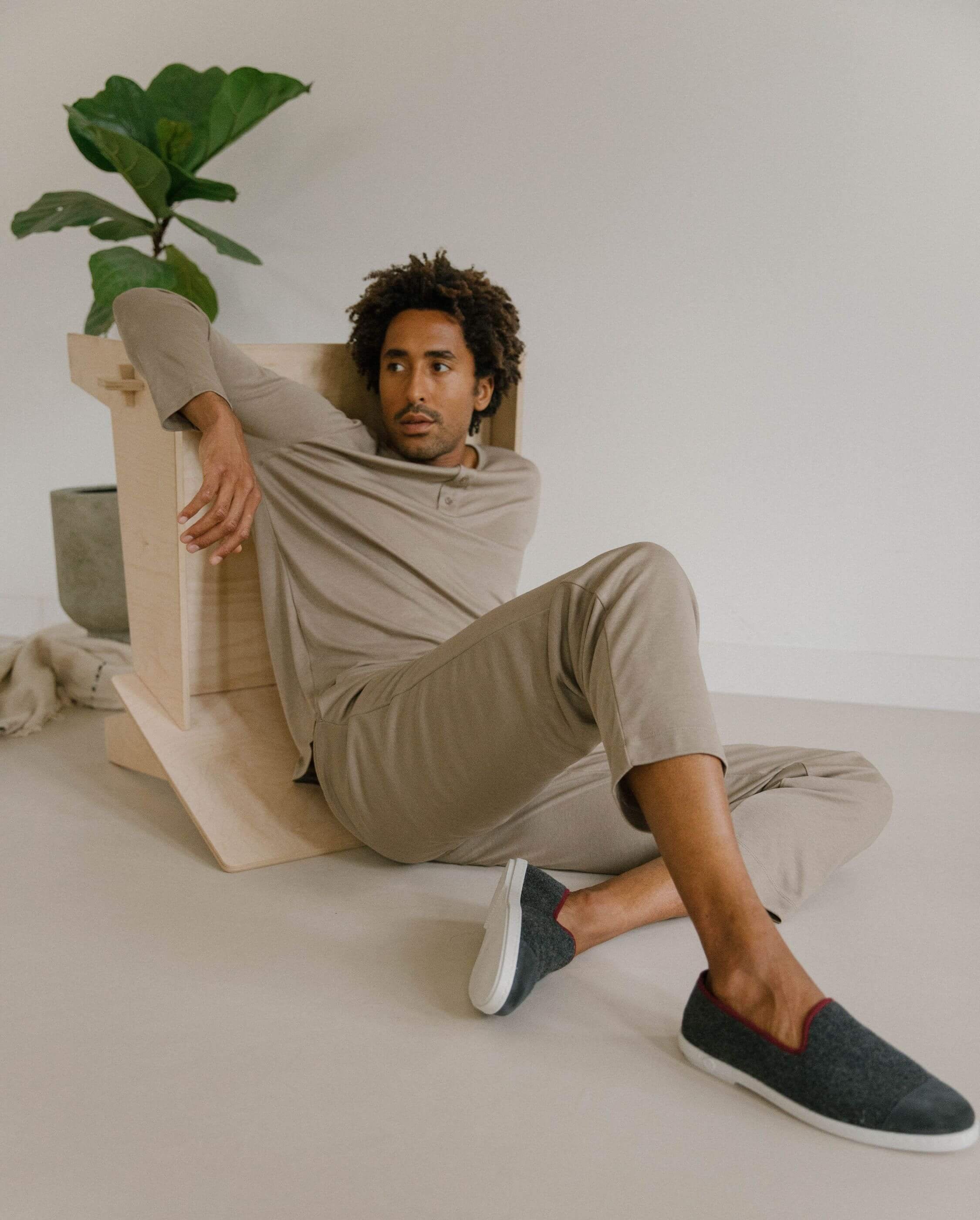 Men's wool slipper, gray burgundy ANGARDE Grey