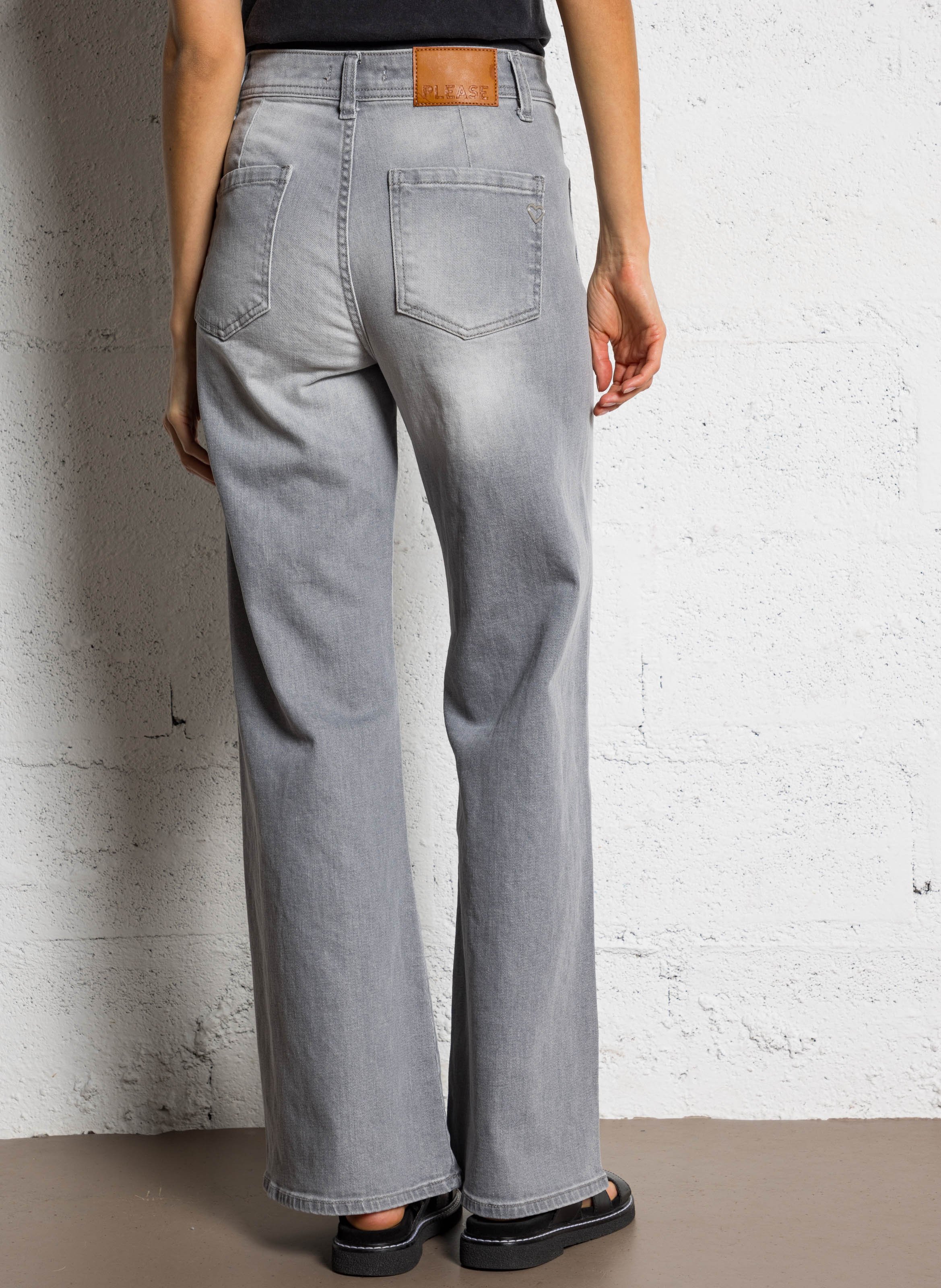 Cotton blend palazzo jeans PLEASE Grey