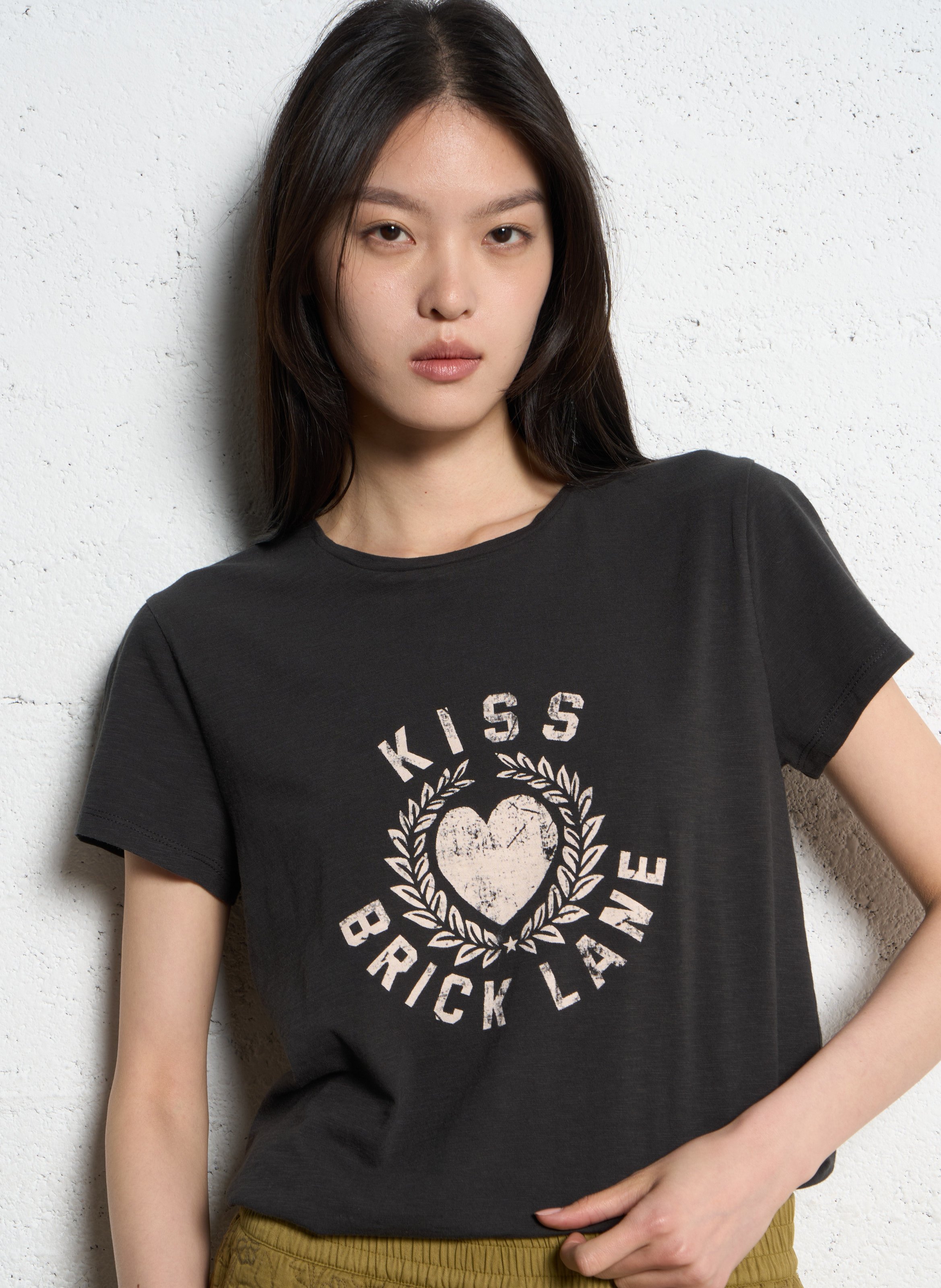 Tee-shirt col rond en coton IKKS Gris