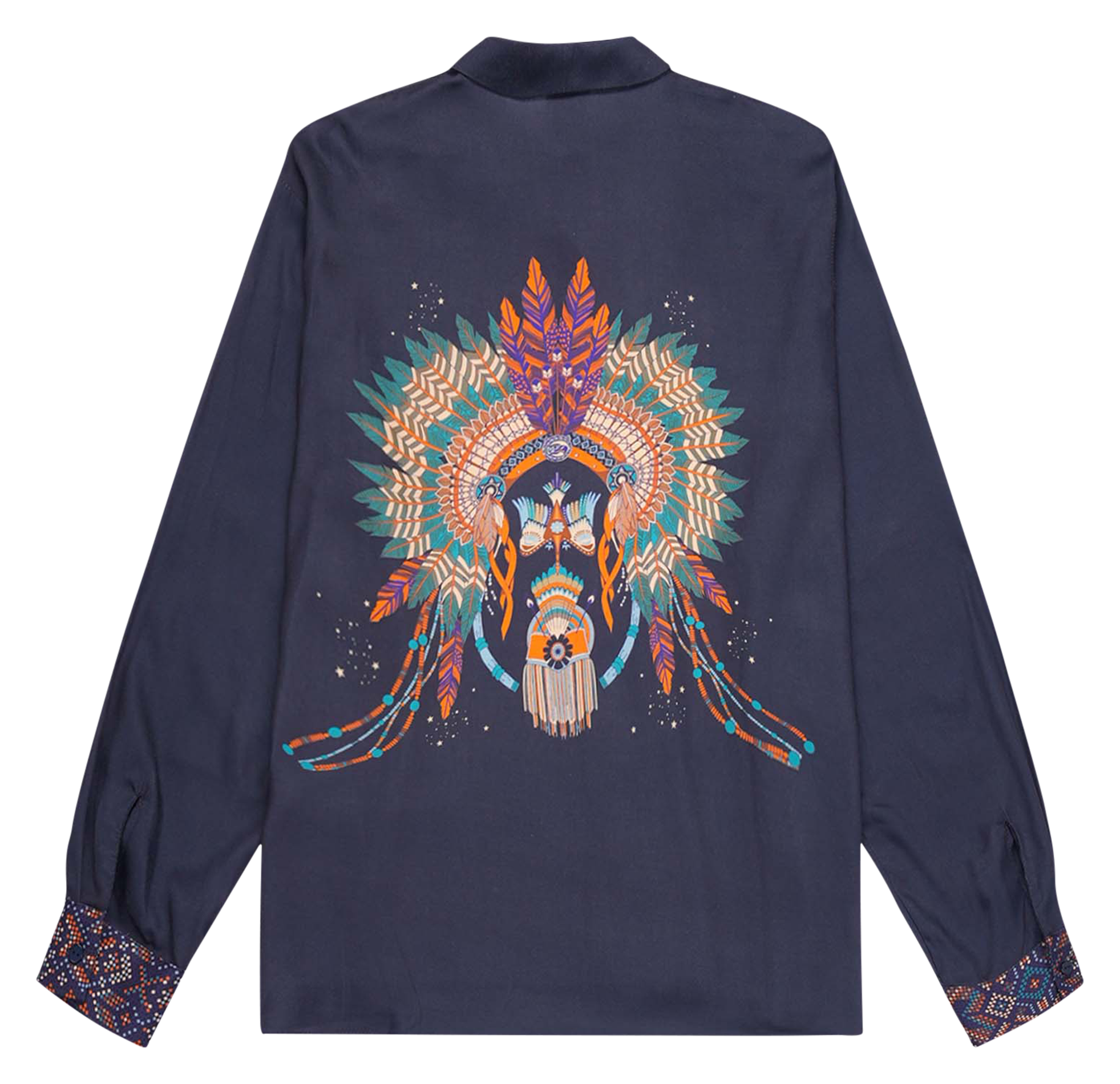 Straight printed shirt with classic collar WILD Blue