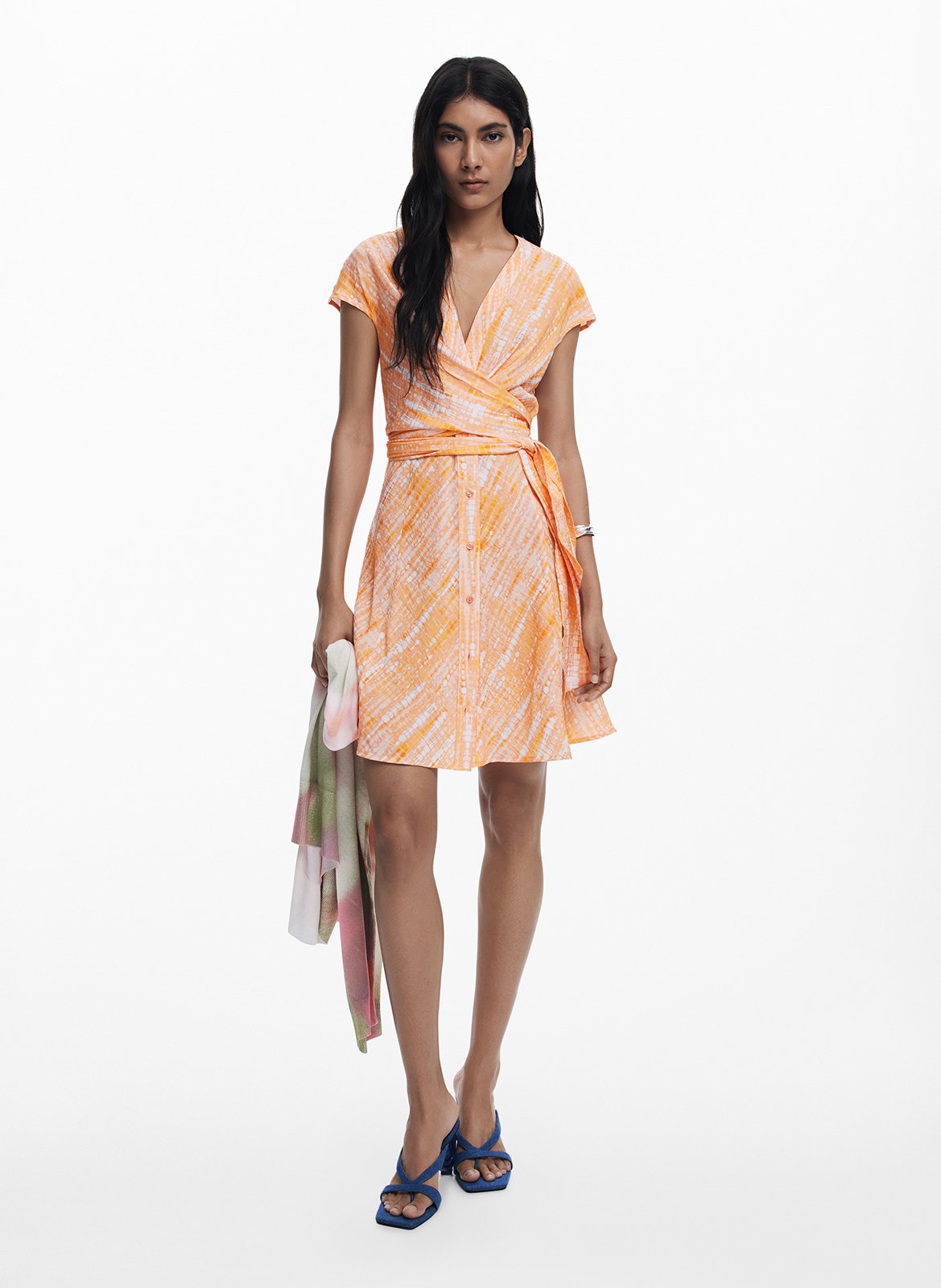 Robe courte col v imprimée DESIGUAL Orange