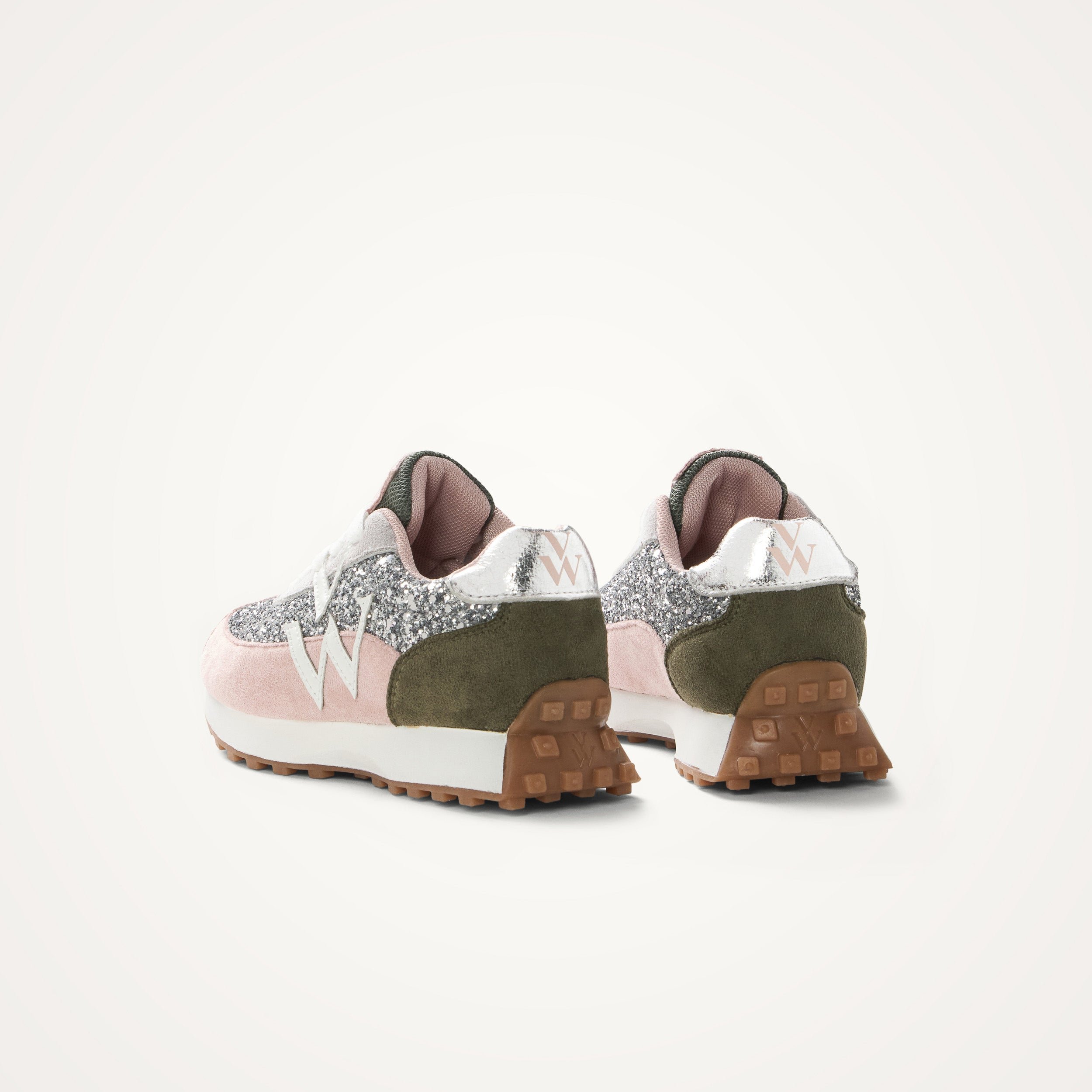 Contrasting leather-effect low-top sneakers VANESSA WU Pink