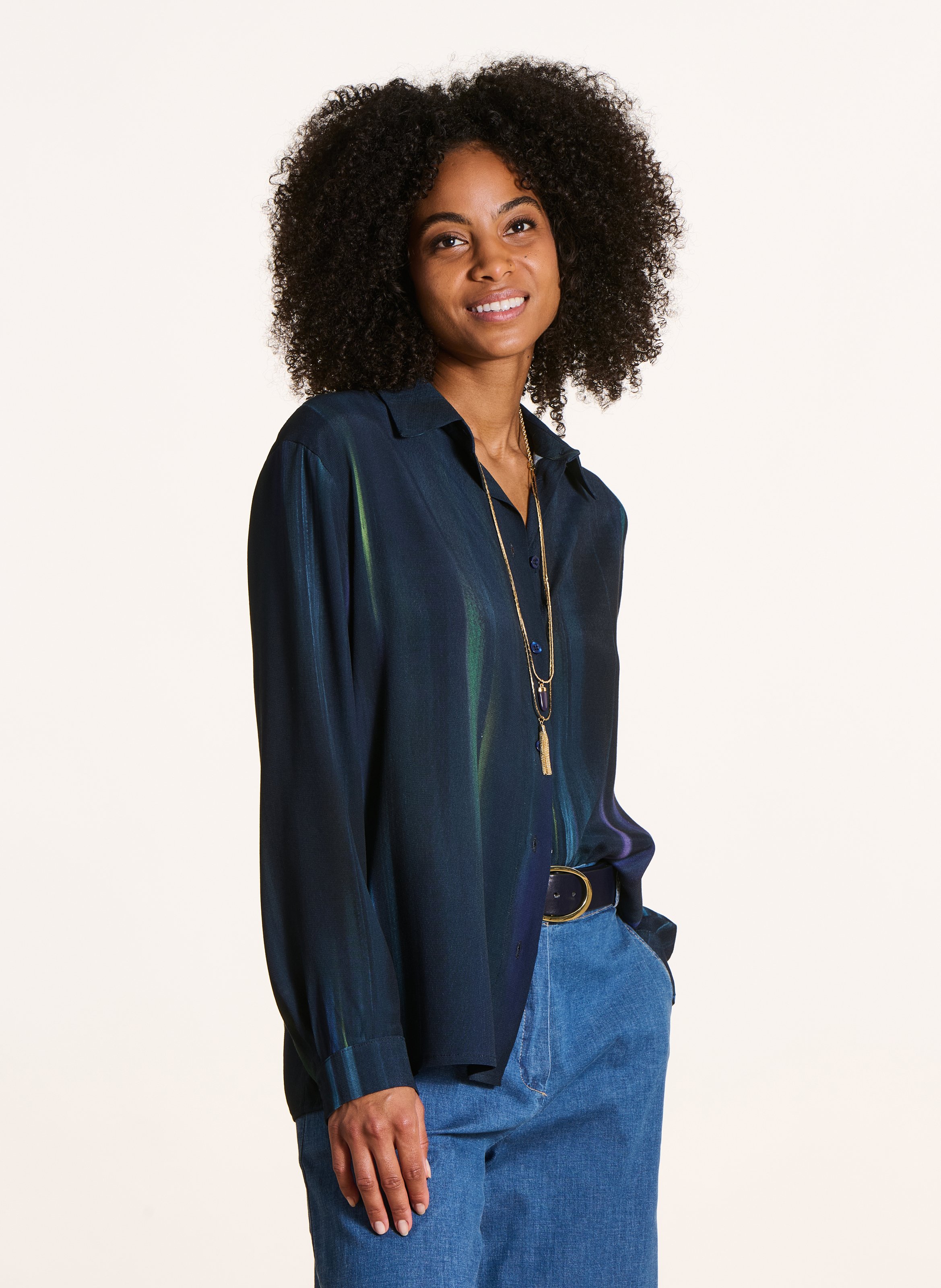 Chemise oversize imprimée LA FEE MARABOUTEE Bleu