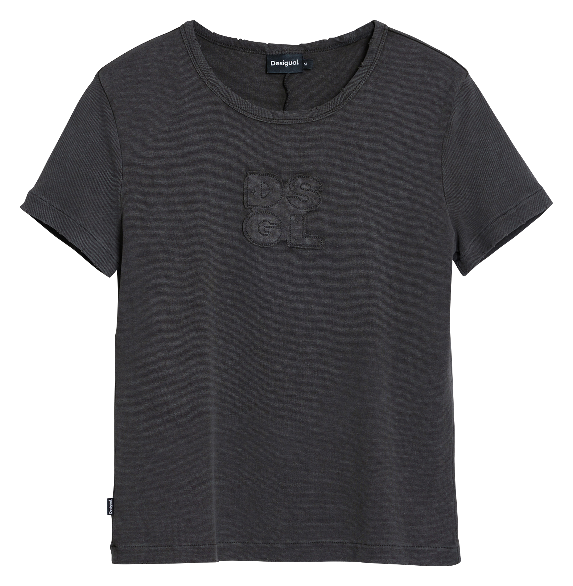 Tee-shirt col rond en coton mélangé DESIGUAL Noir