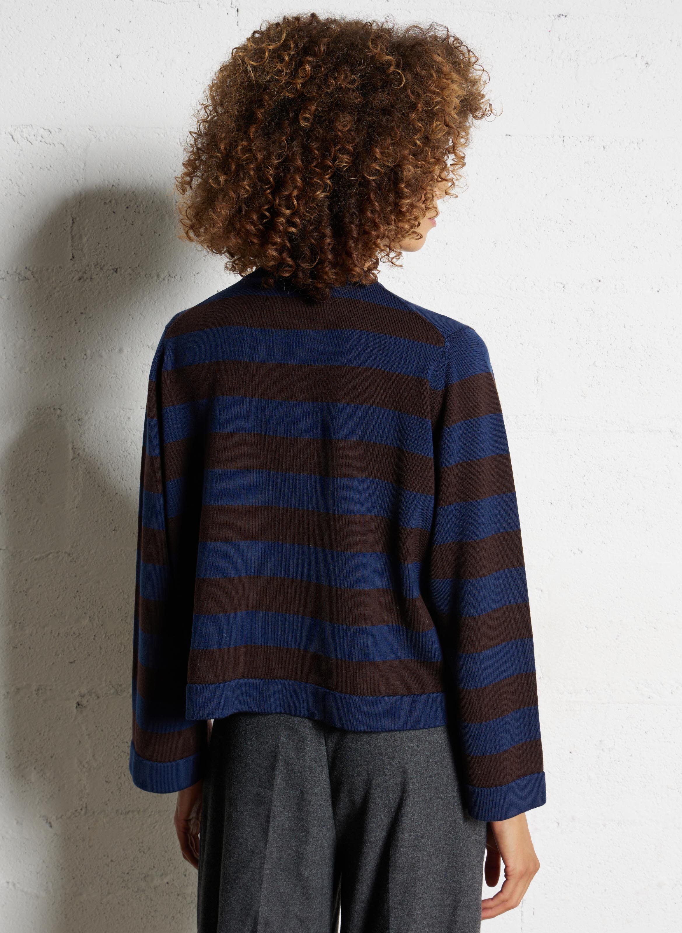 Pull col rond rayé en laine THE TINY BIG SISTER Bleu