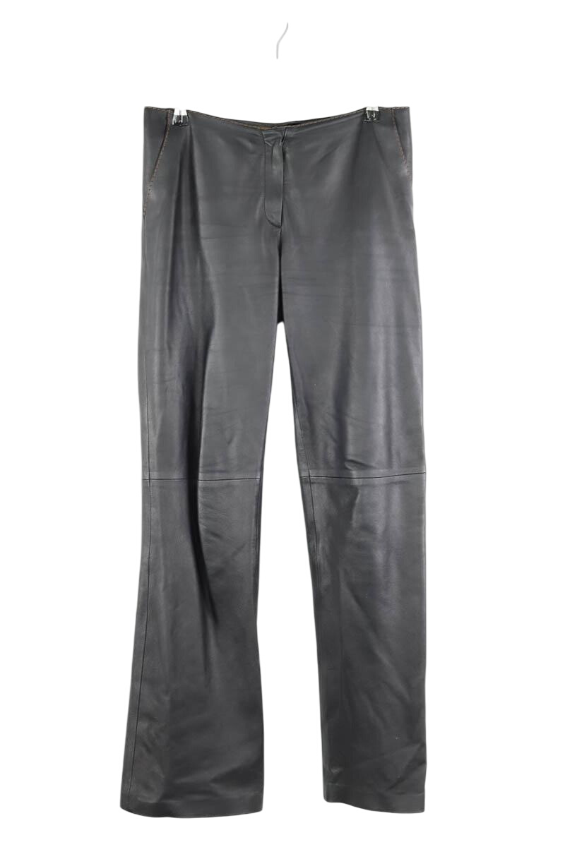 Straight leather pants KENZO - SECONDE MAIN Black