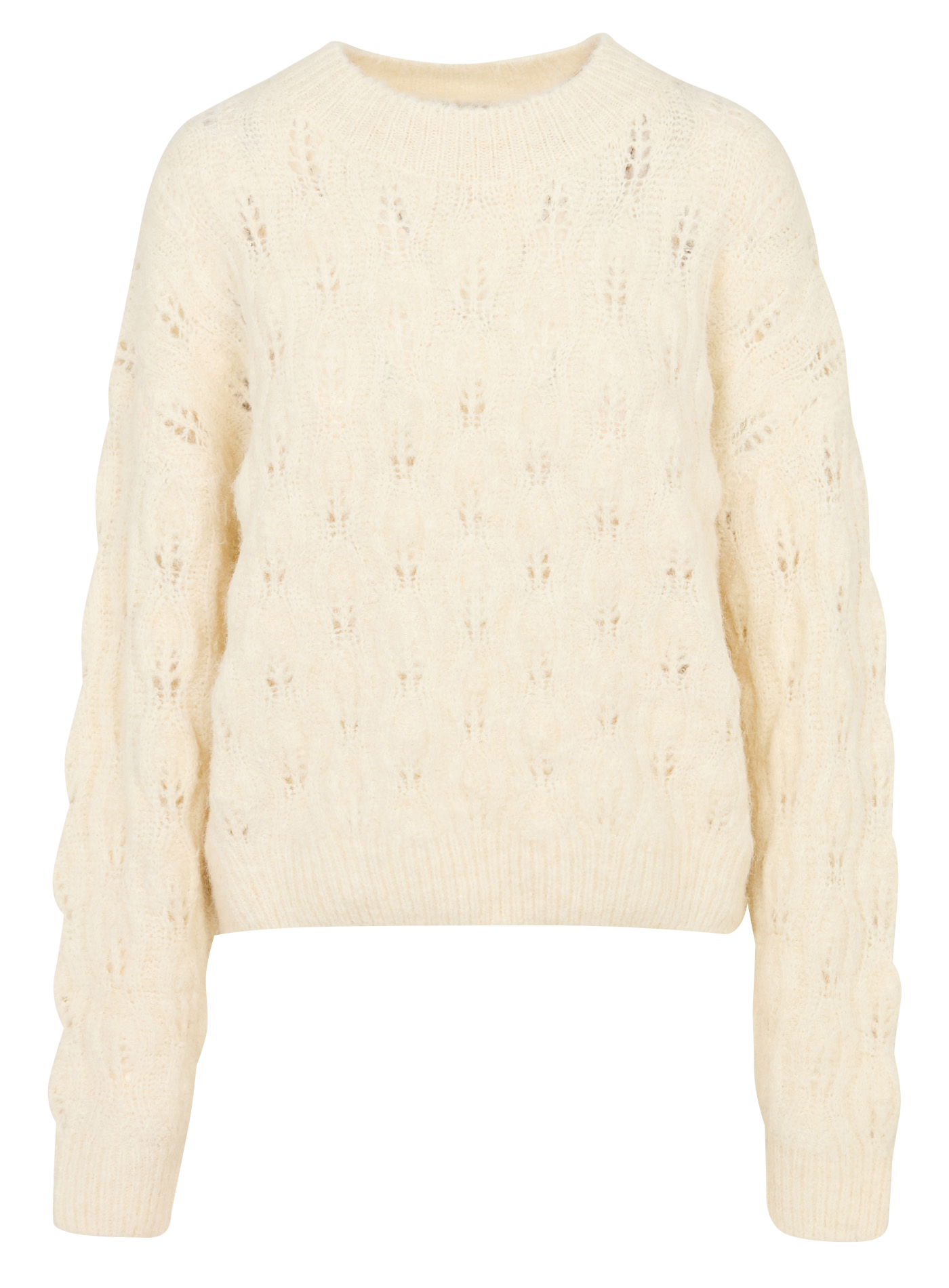 Pull ample col rond en maille ajourée SEE U SOON Beige