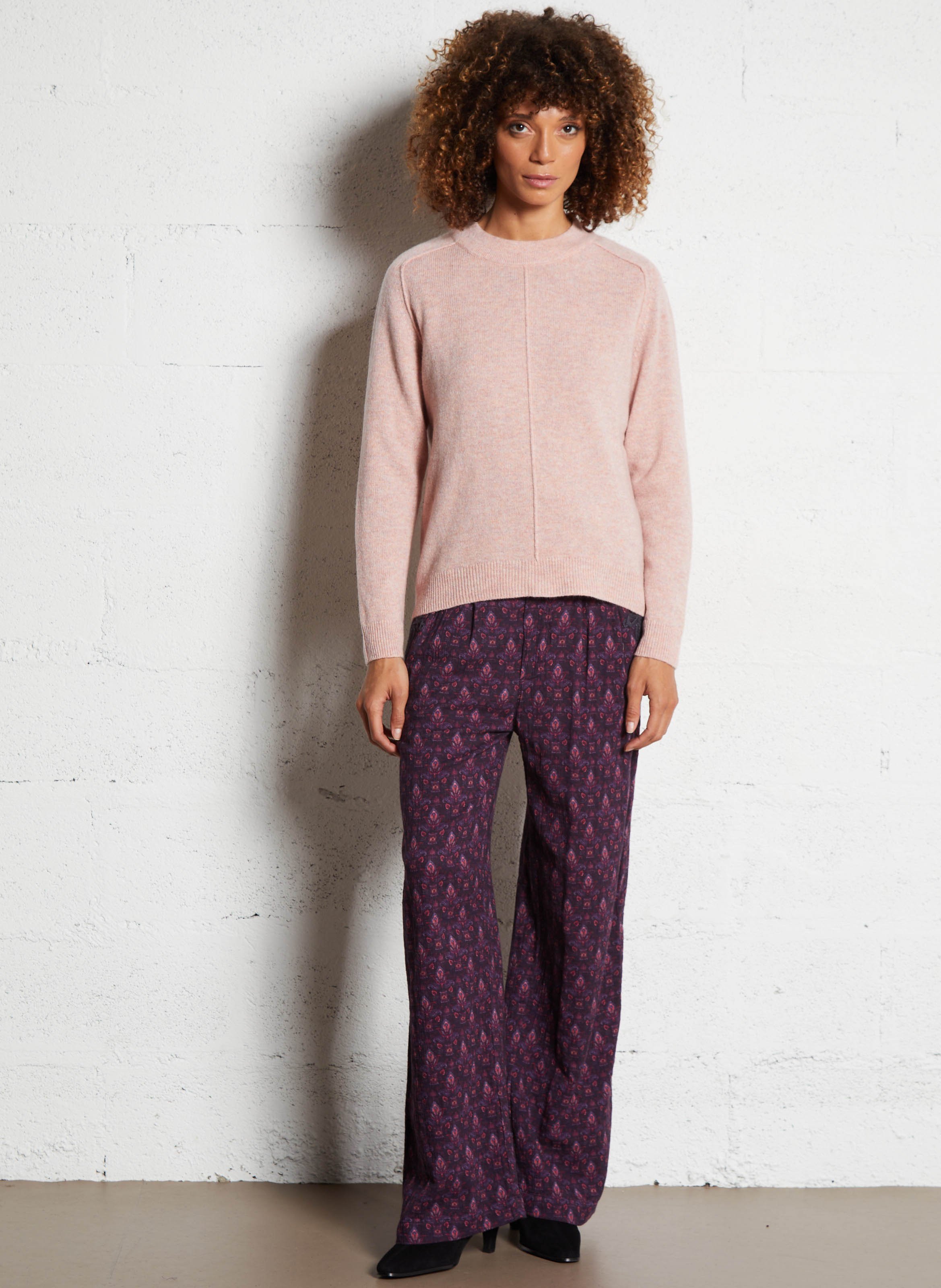 Pull col rond en laine MAISON 123 Rose