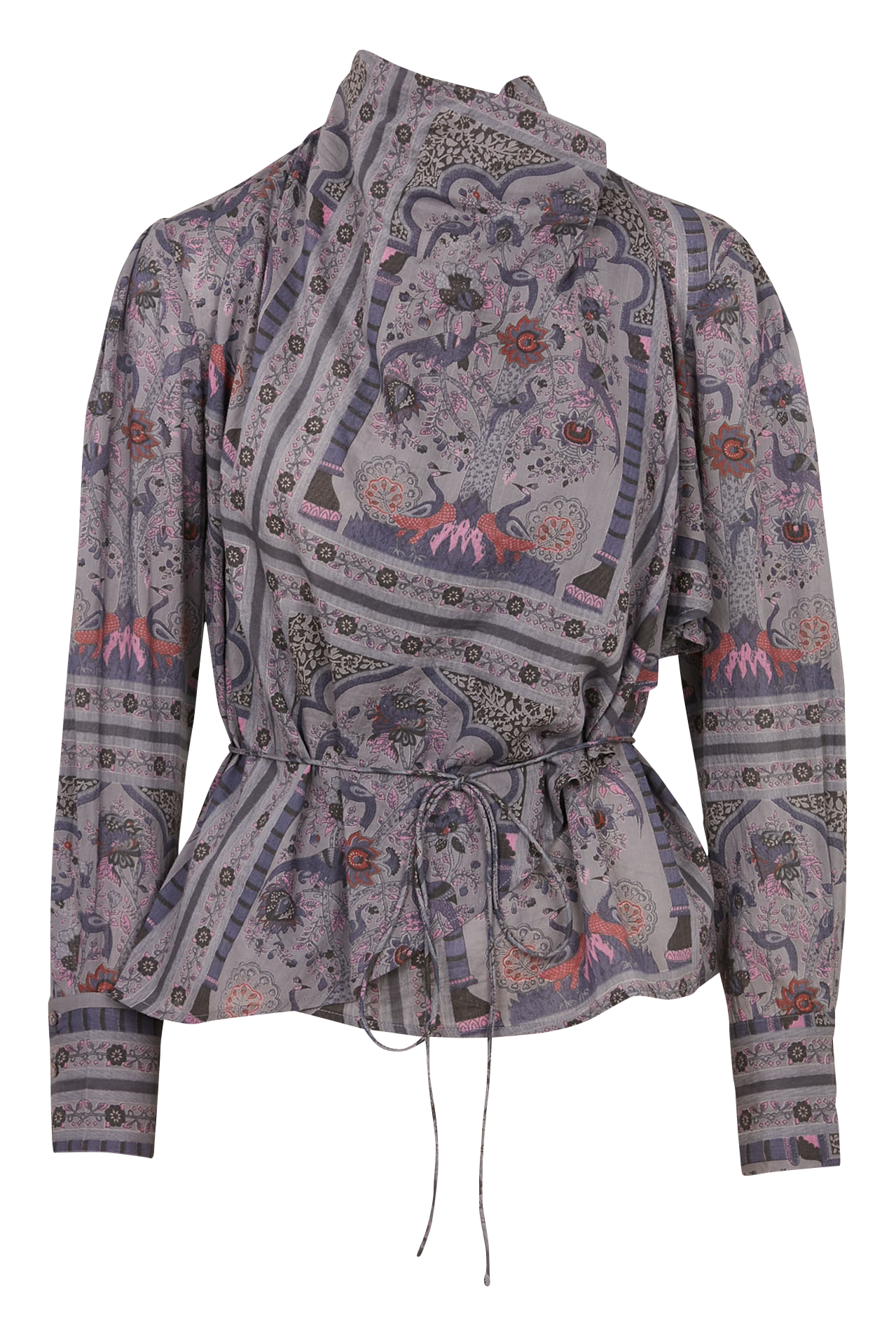 Top drapé manches longues à motifs ANTIK BATIK Gris