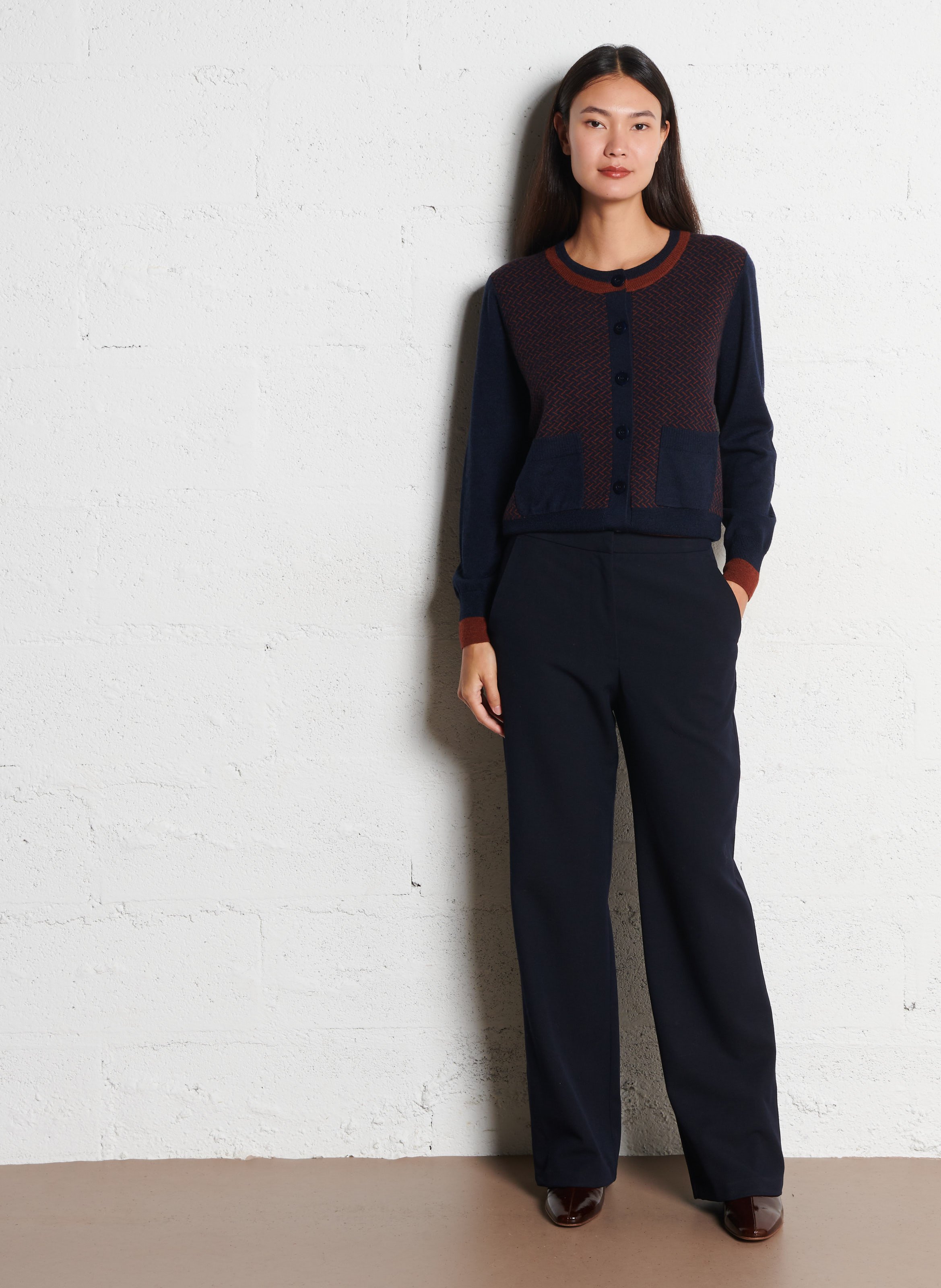 Cardigan oversize col rond en laine BENSIMON Bleu