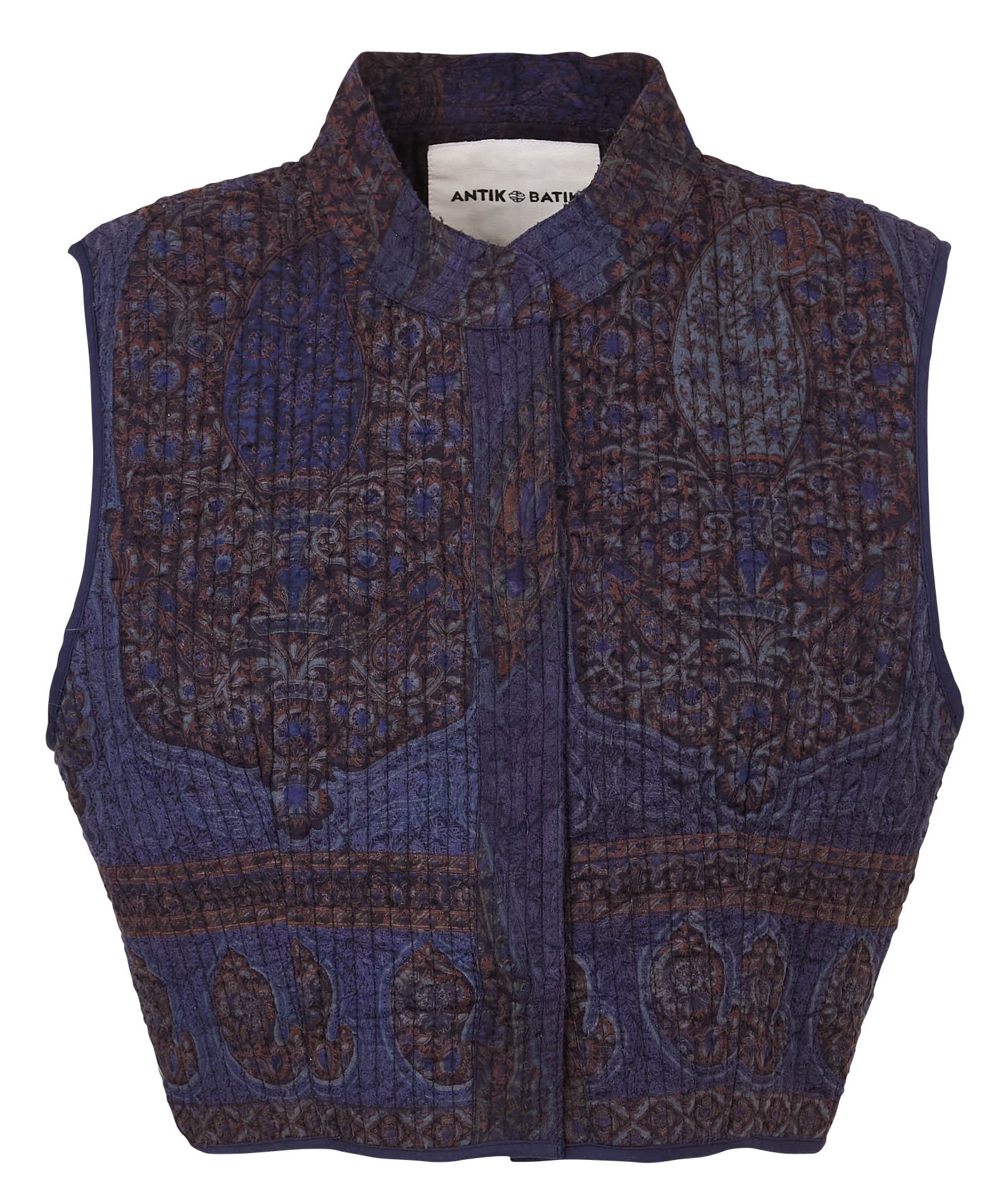 Gerader Rundhalsausschnitt aus bedruckter Baumwolle ANTIK BATIK Blau