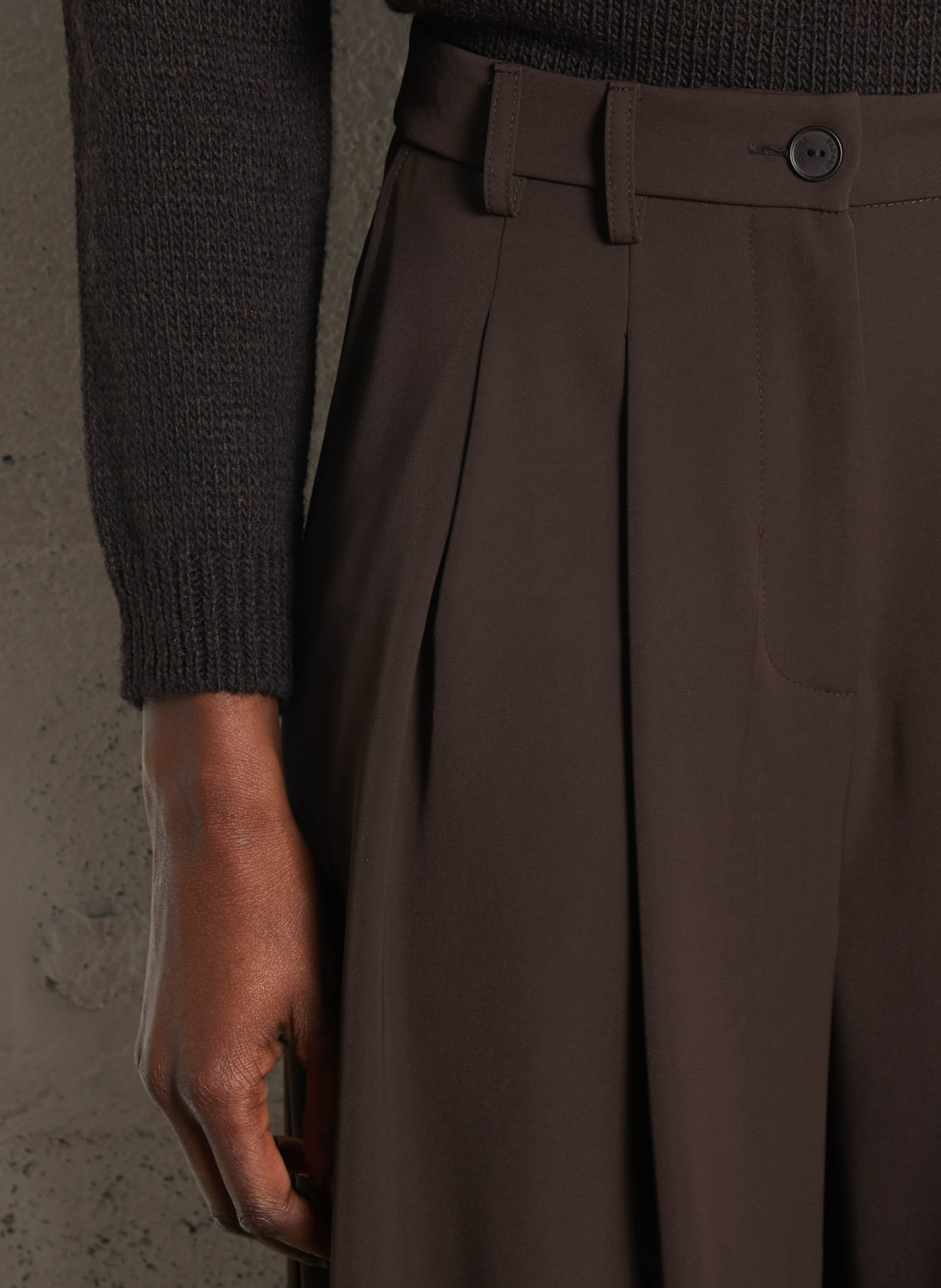 Pantalon large à pinces PLEASE Marron