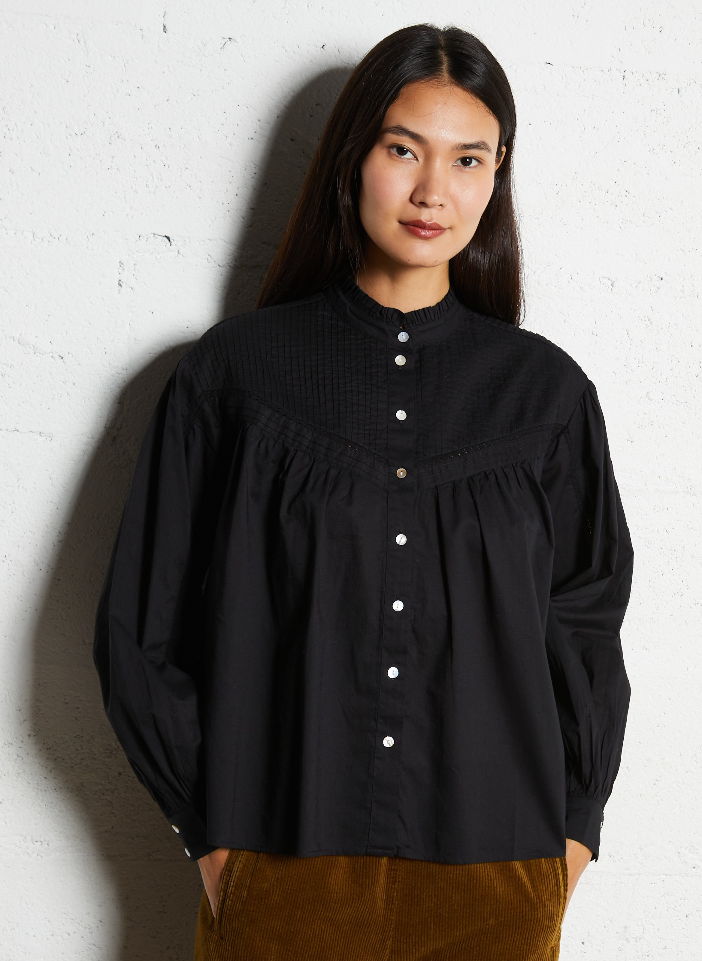 Victorian collar cotton blouse HOD PARIS Black