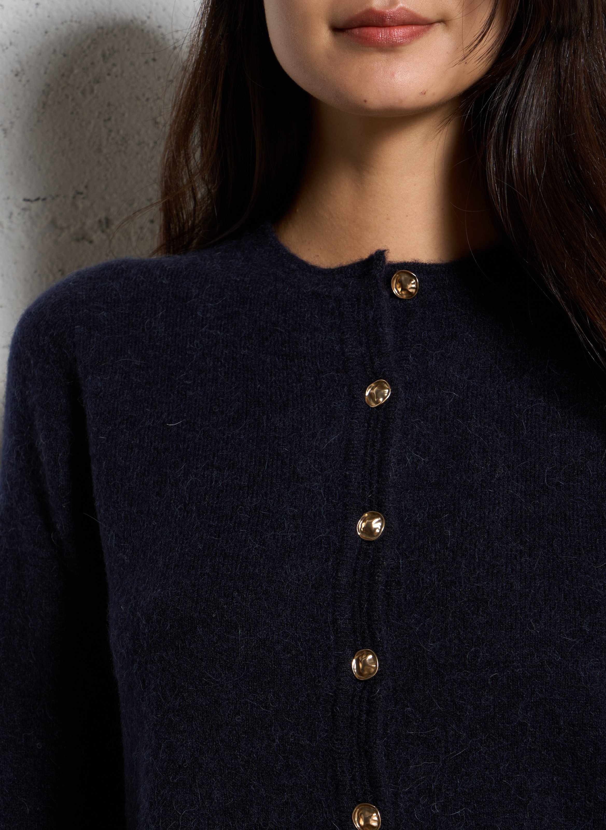 Oversized round neck wool blend vest PETITE MENDIGOTE Blue