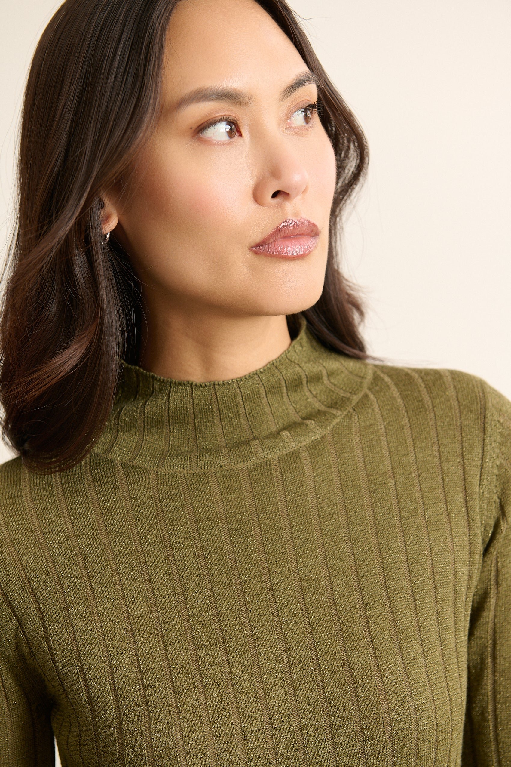 High-neck lurex sweater GARANCE PARIS Khaki