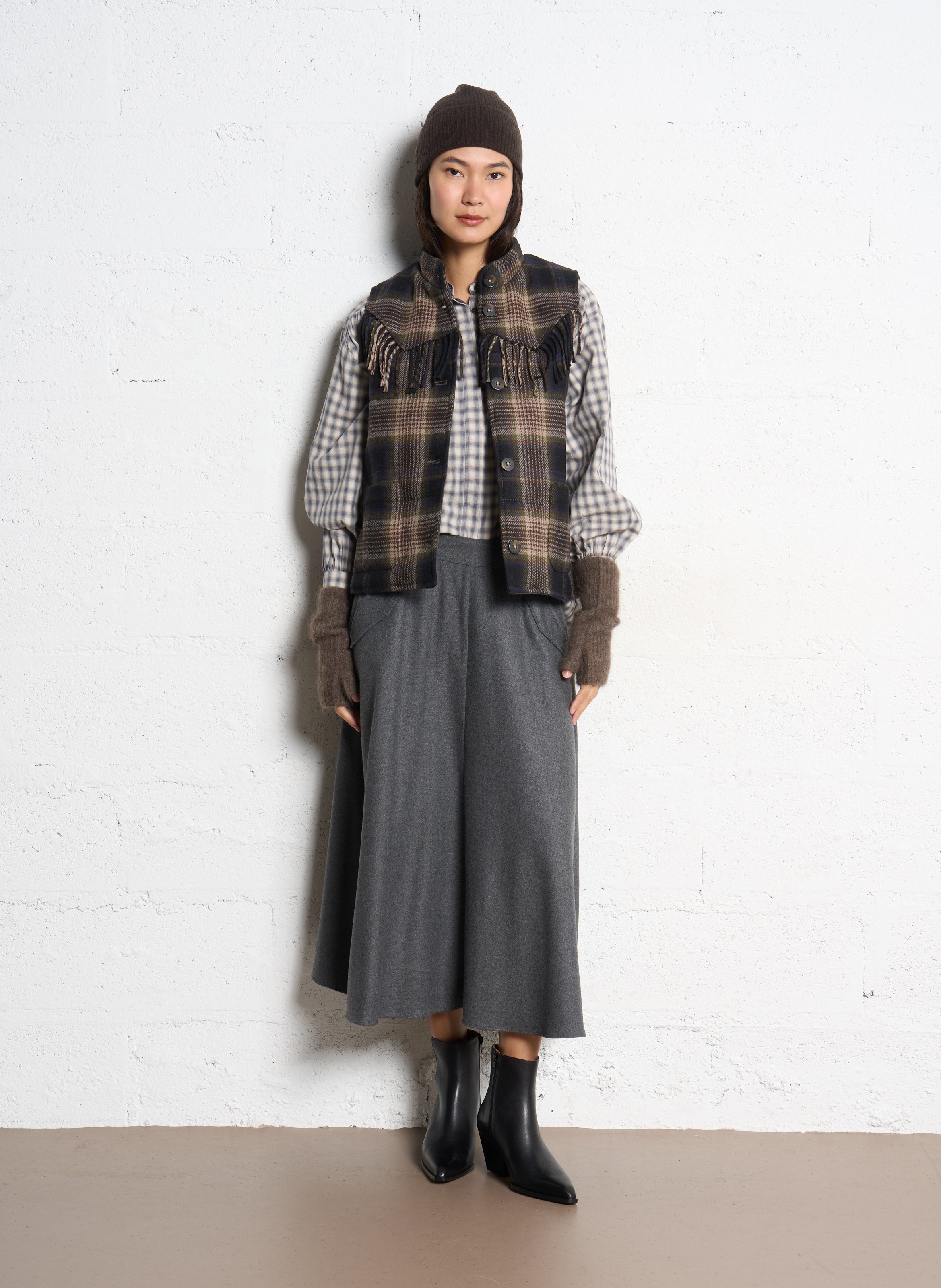 Veste col rond à carreaux DIEGA Multicolore