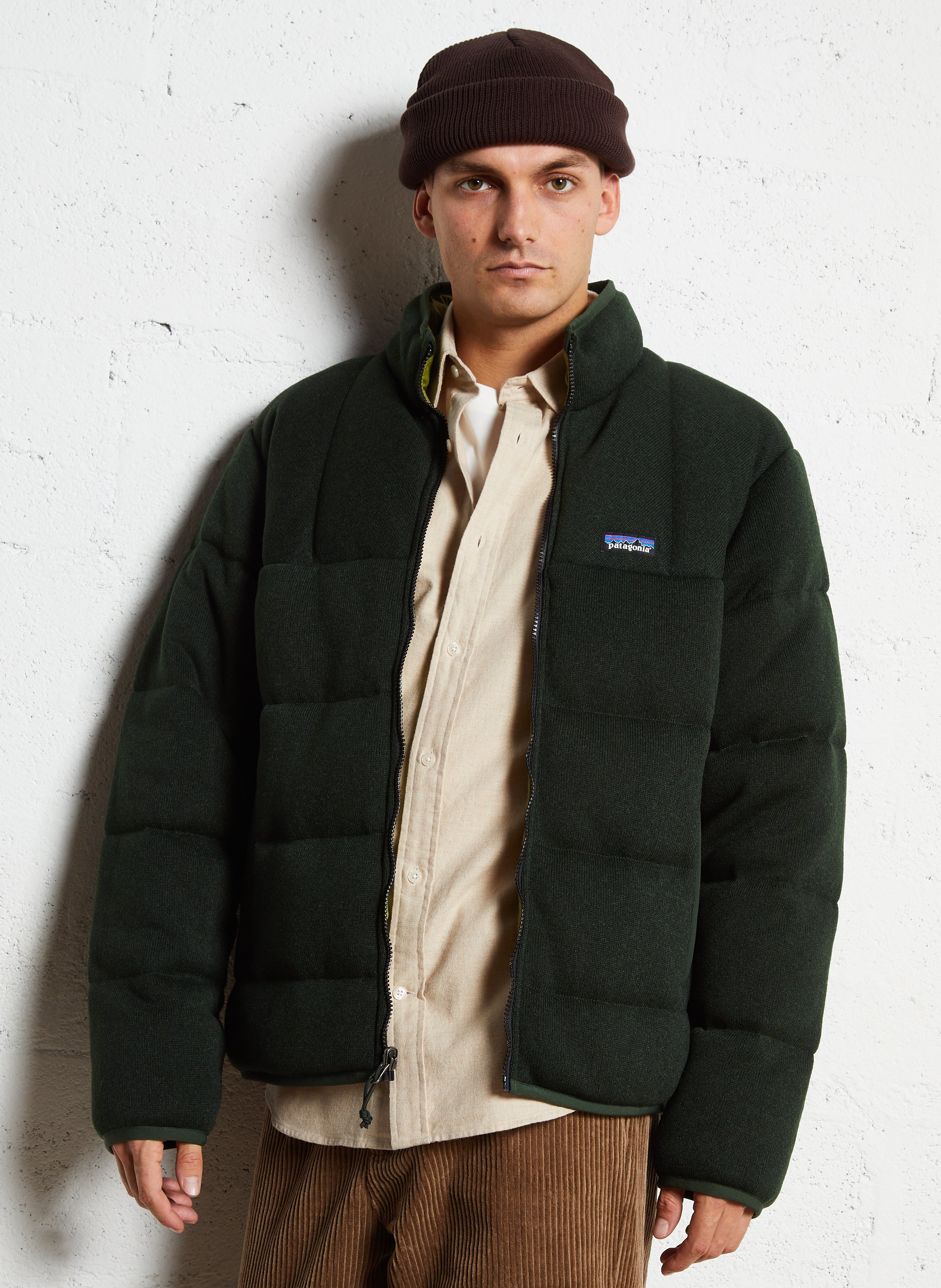 Quilted high neck solid coat PATAGONIA Green