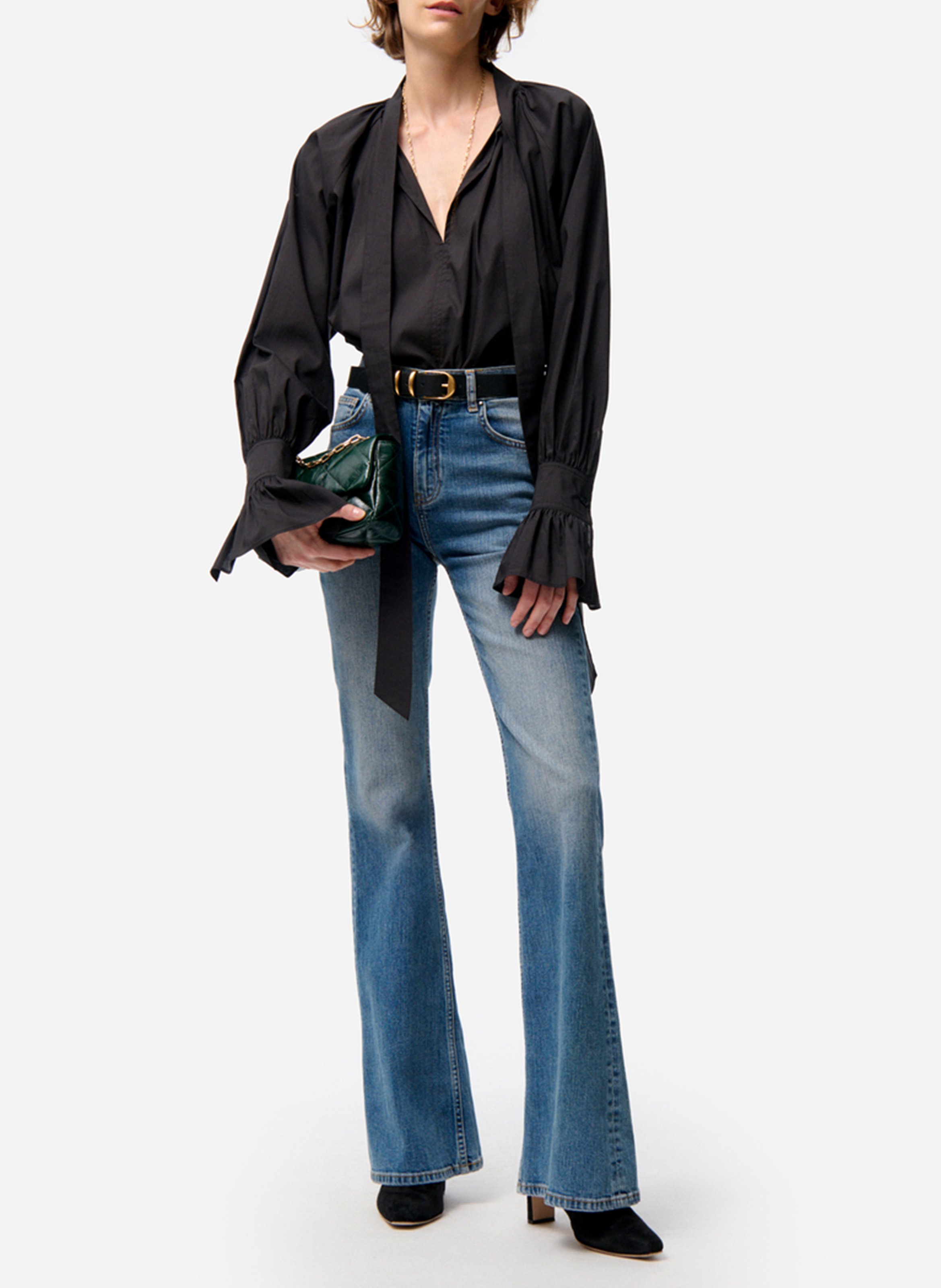 Blouse met strikkraag VANESSA BRUNO Zwart