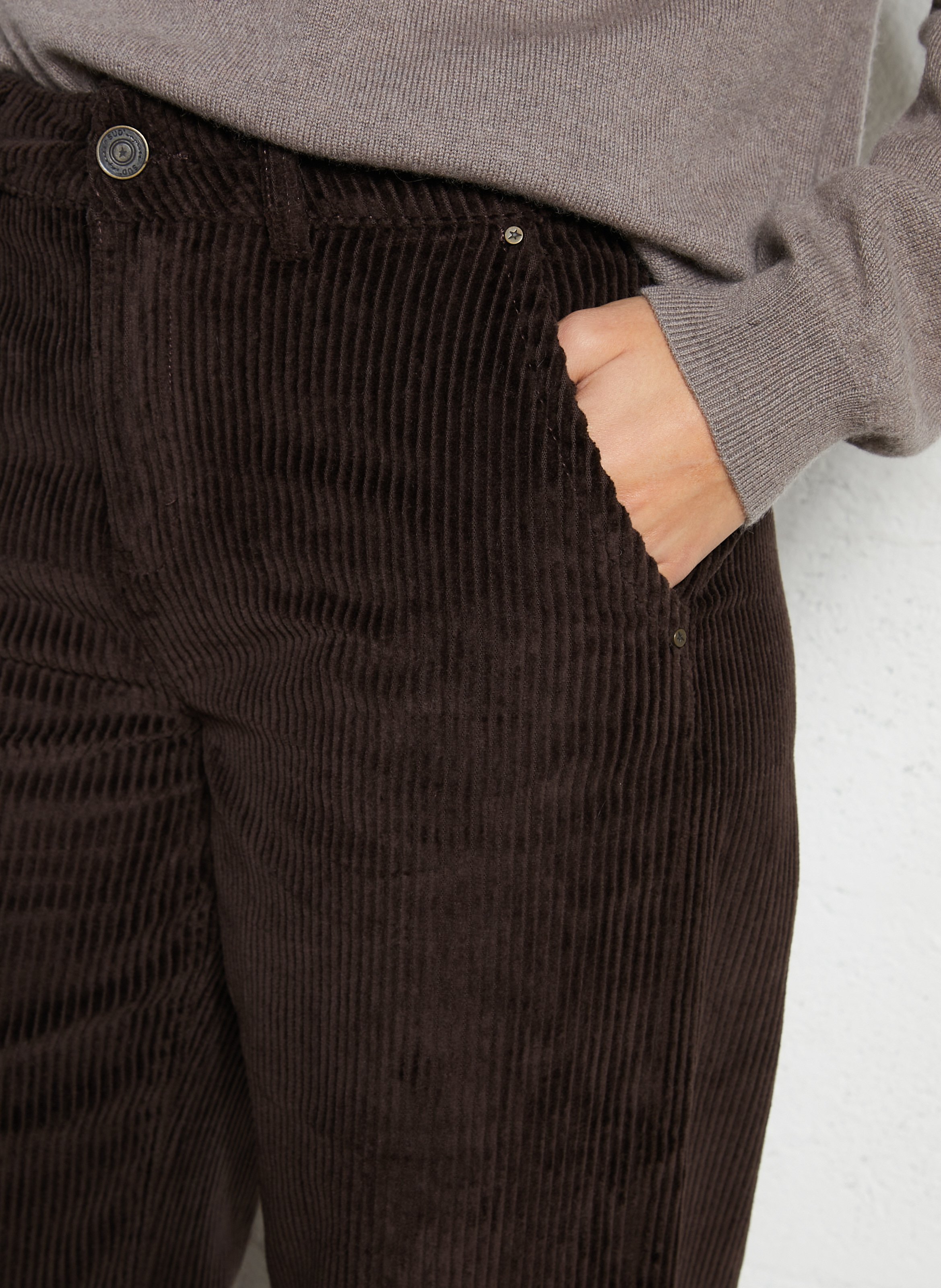 Pantalon large en coton côtelé SUD EXPRESS Marron