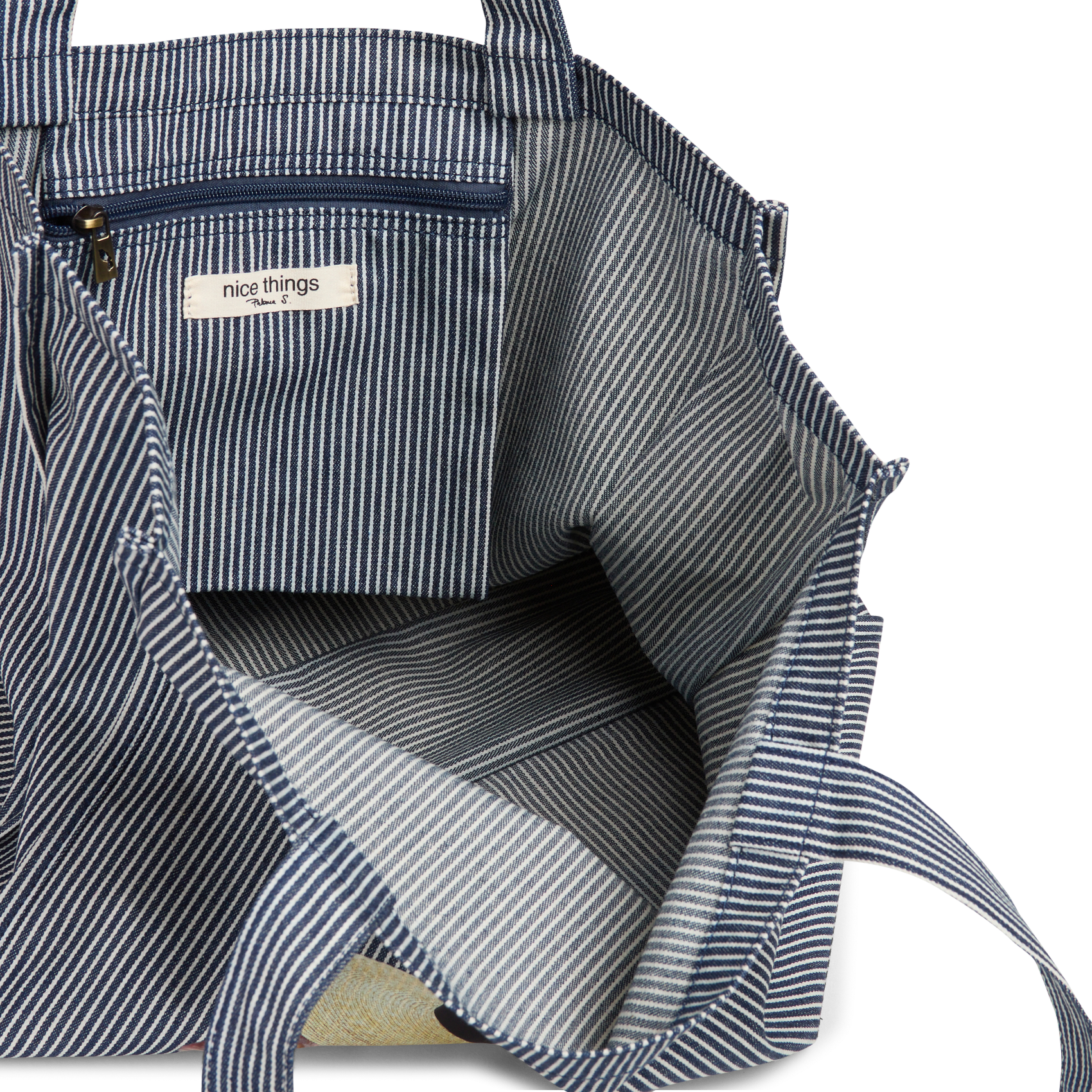 Sac cabas en coton rayé NICE THINGS Bleu