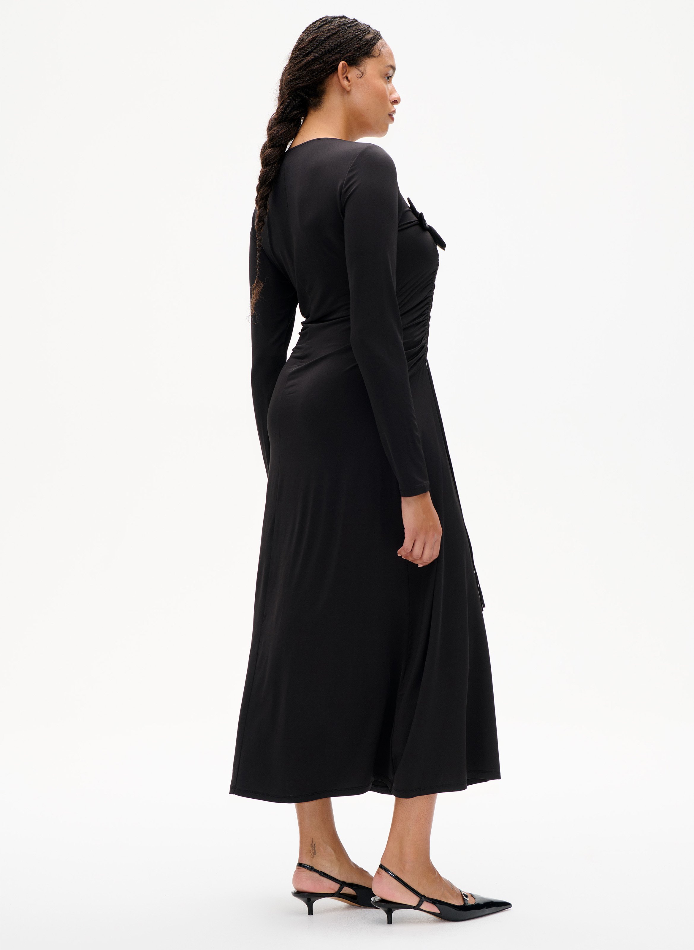 Robe longue fluide unie à fleur BAUM UND PFERDGARTEN Noir