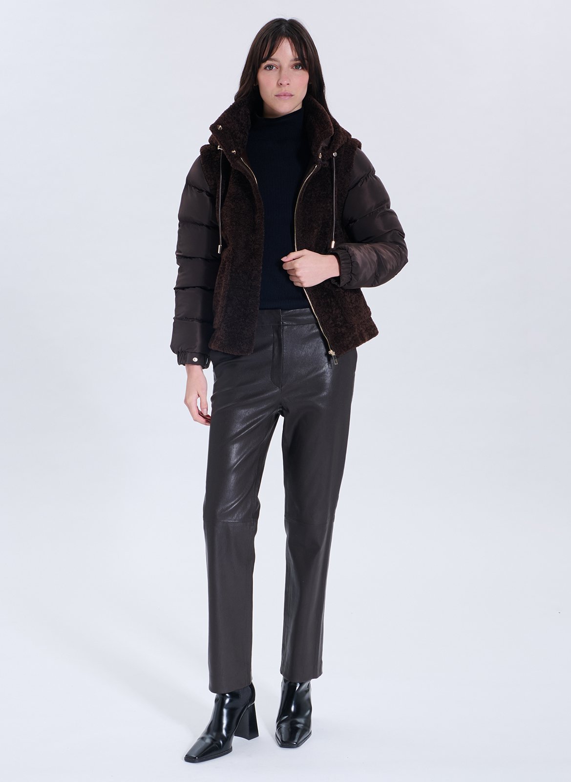 Straight leather pants ZAPA Brown