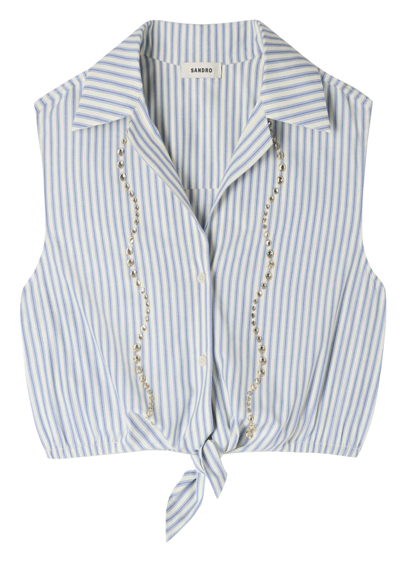 Chemise droite col classique rayée SANDRO Bleu
