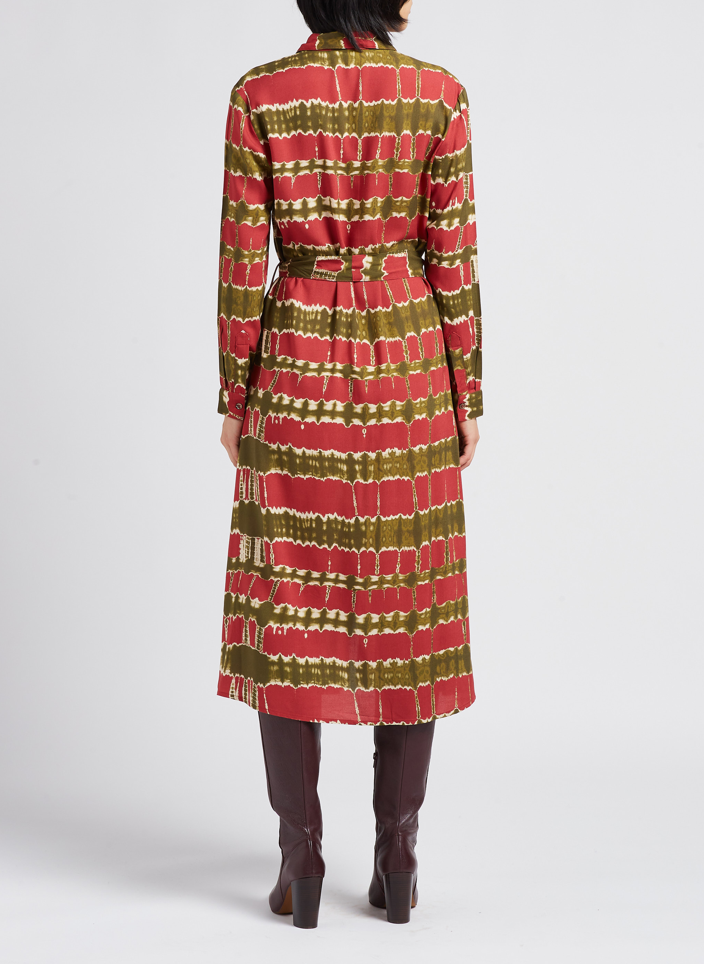 Robe midi col classique imprimé tie & dye LA PETITE ETOILE Rose